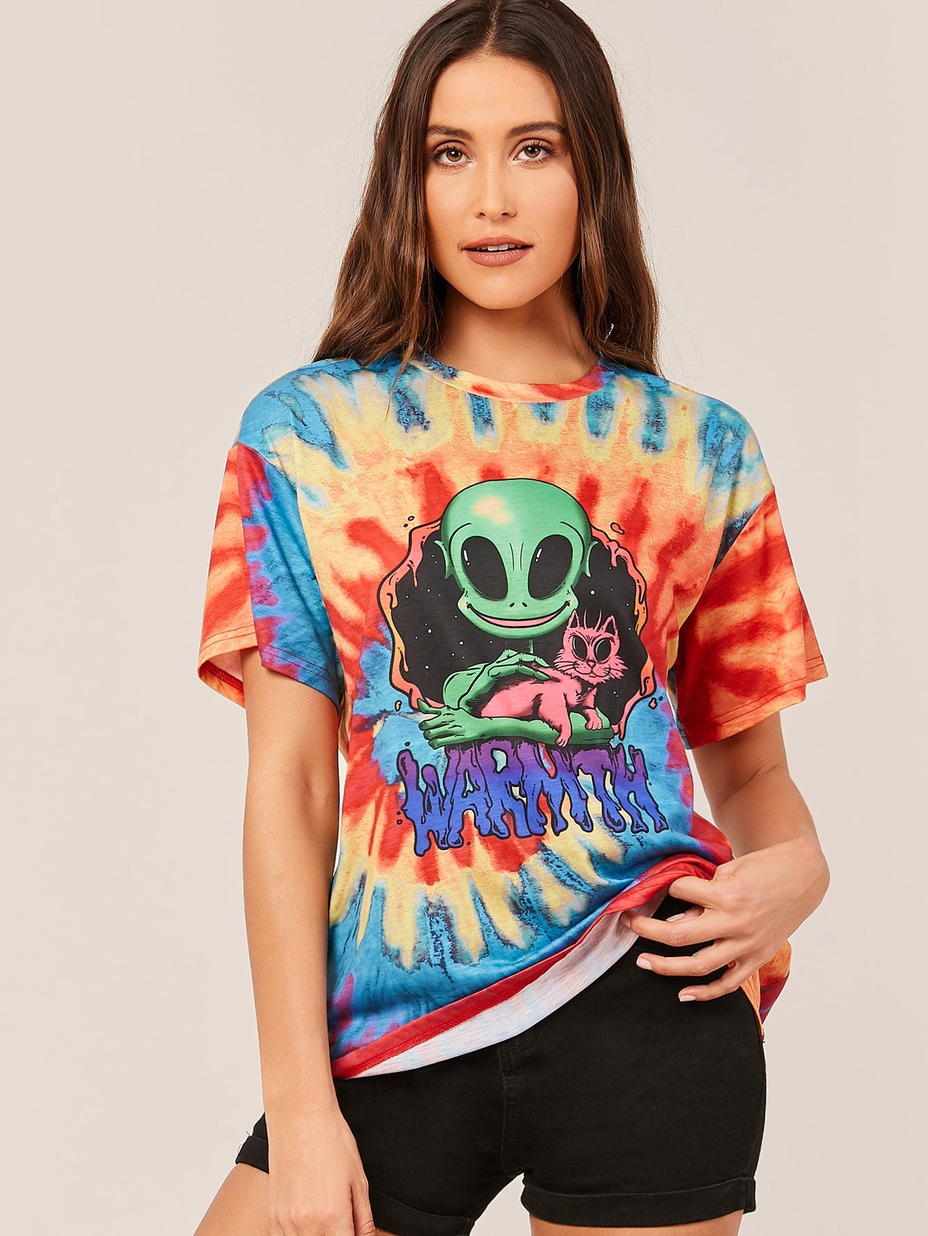 Alien Print Tie Dye Tee