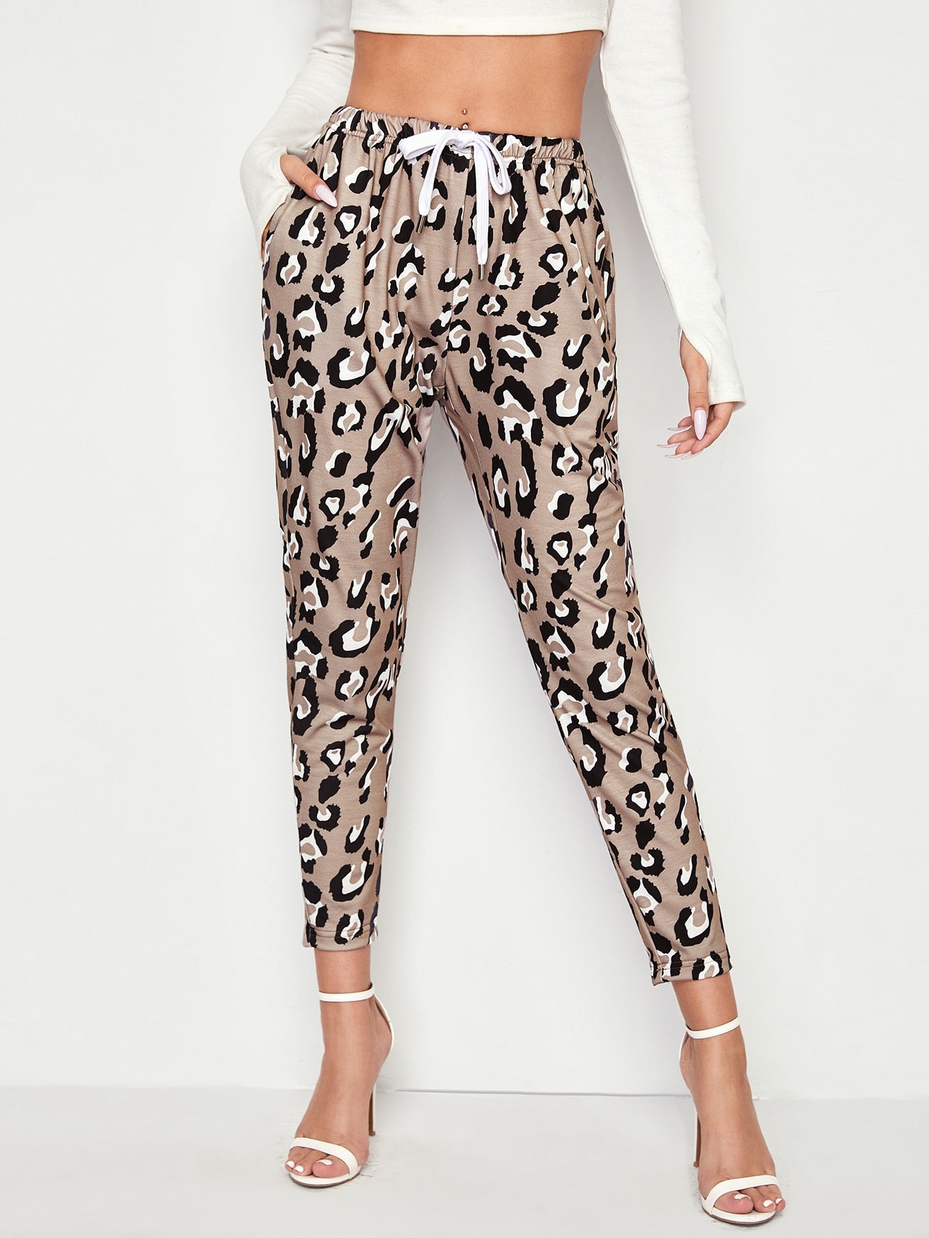 All Over Print Slant Pocket Drawstring Waist Pants