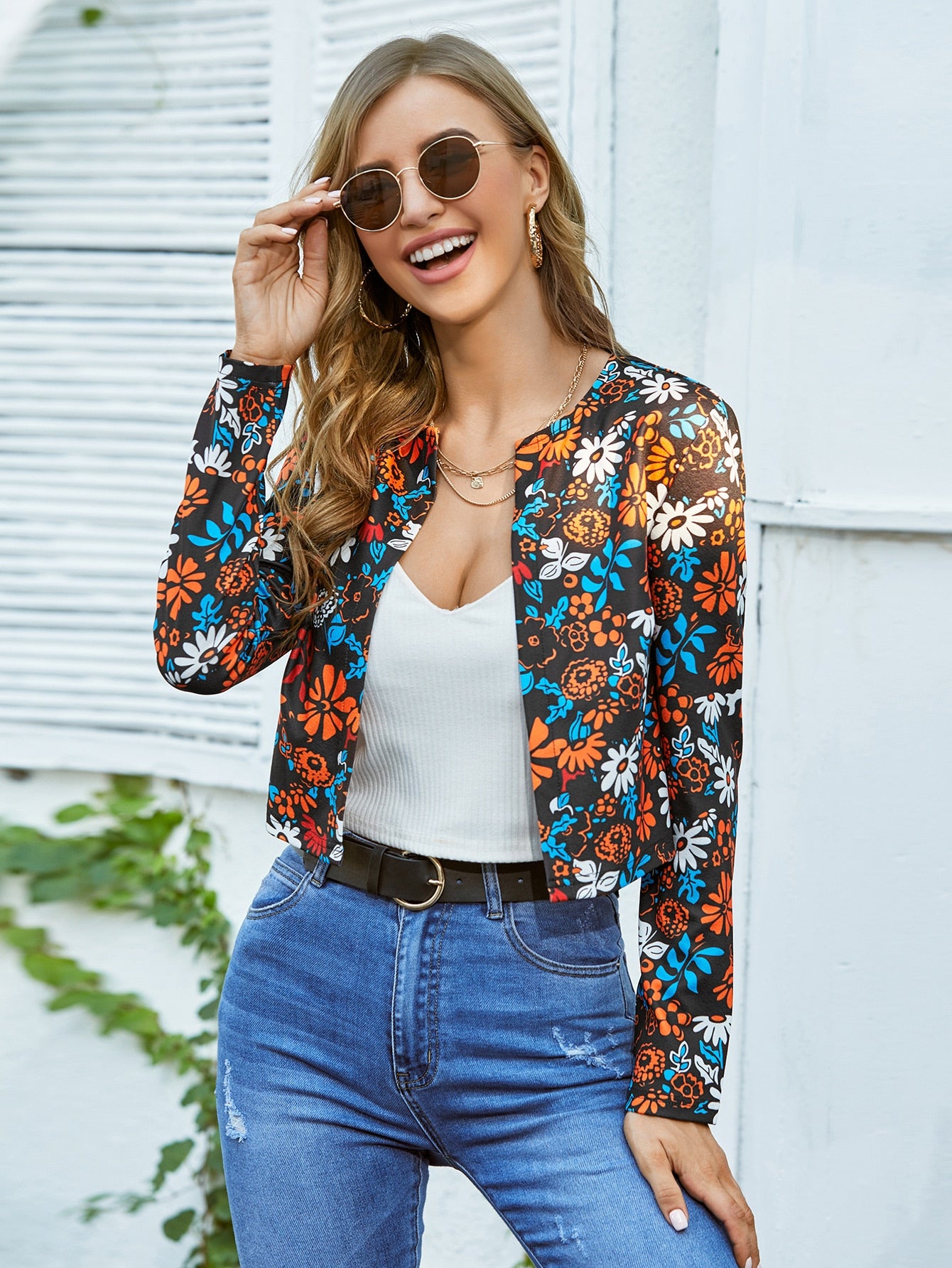 Allover Floral Crop Jacket