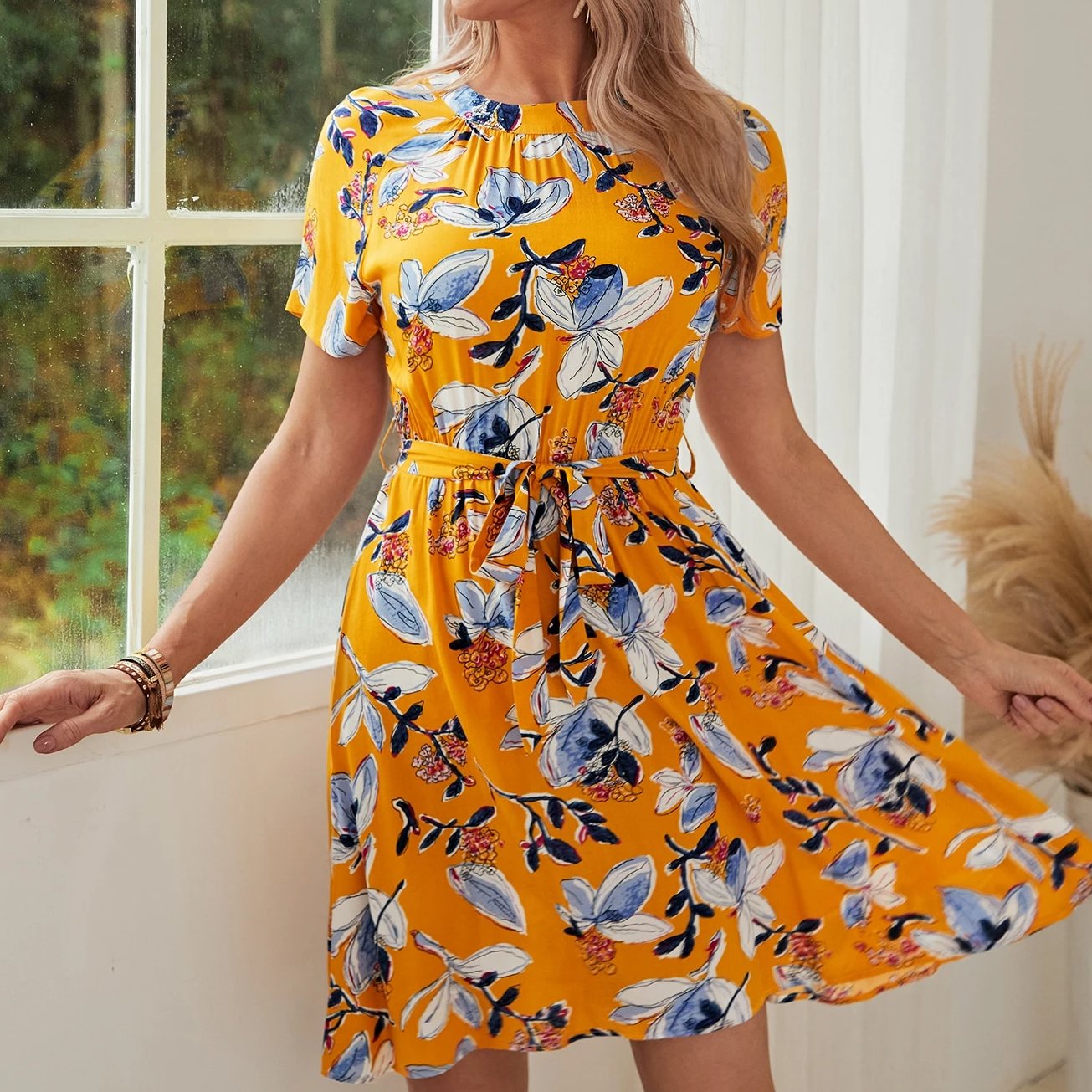 Allover Floral Print Dress