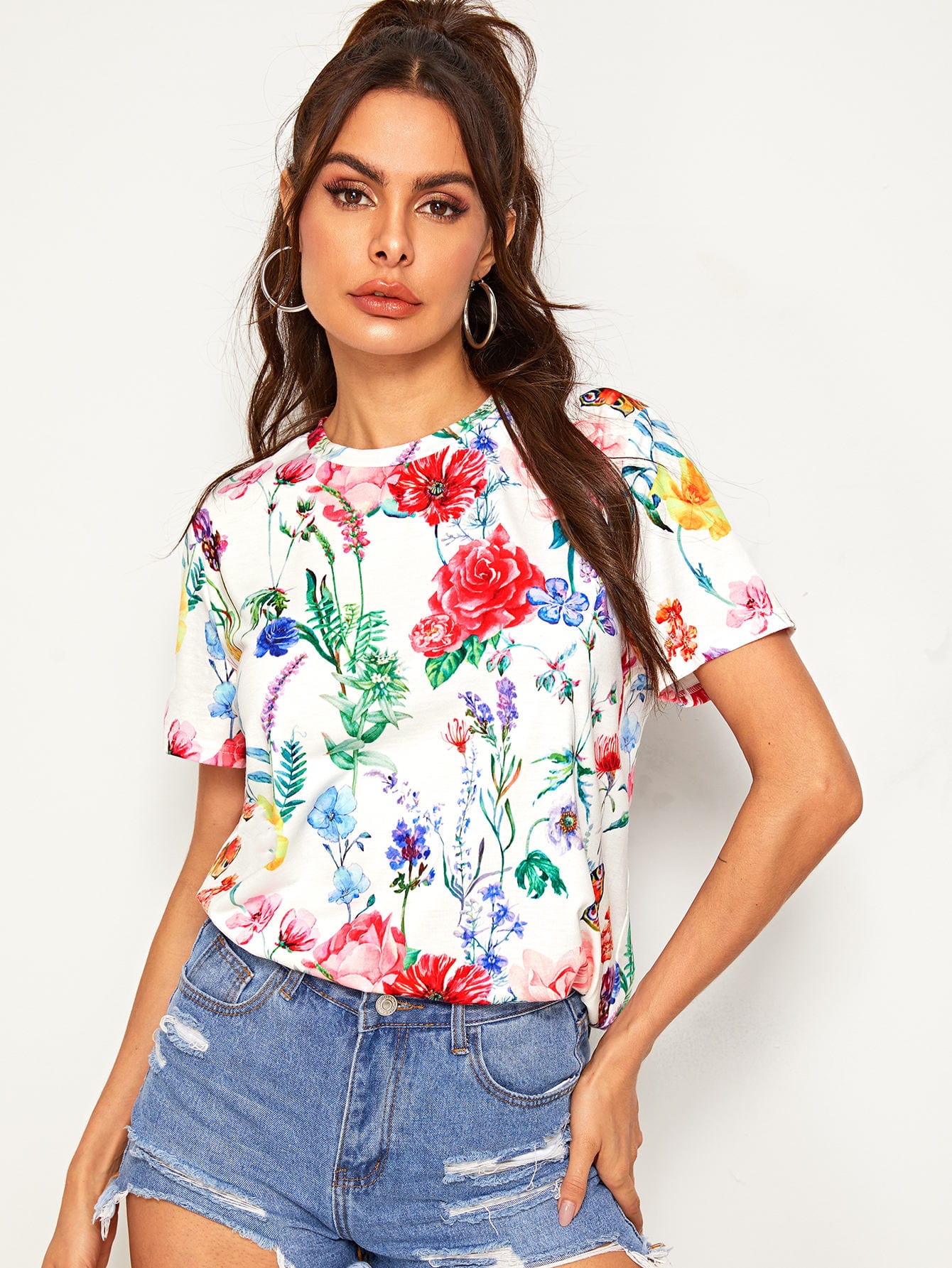 Allover Floral Print Tee