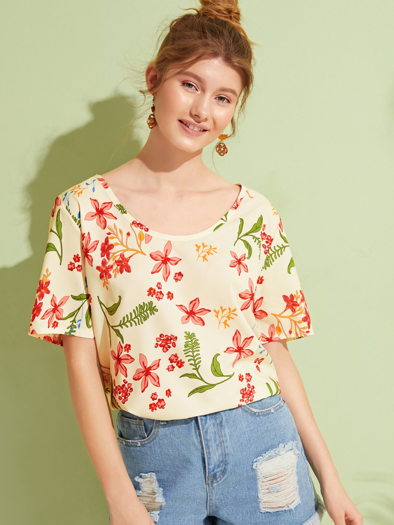 Allover Floral Print Tee