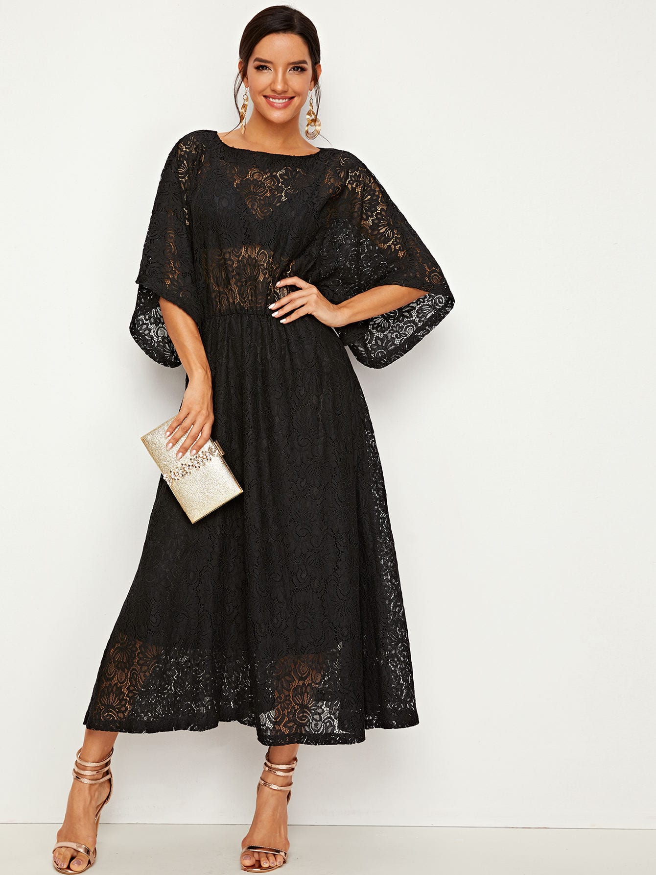 Allover Lace Sheer Longline Dress