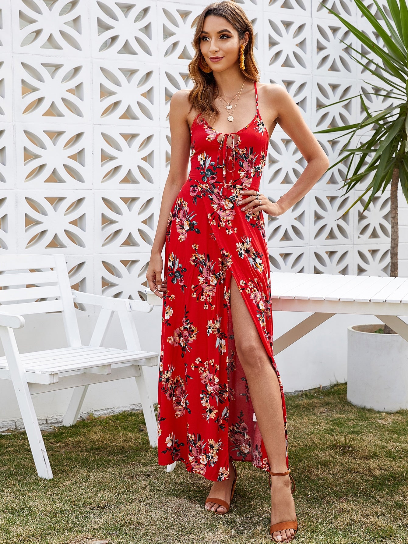 Amy's Cart Backless Floral Print Cami Dress