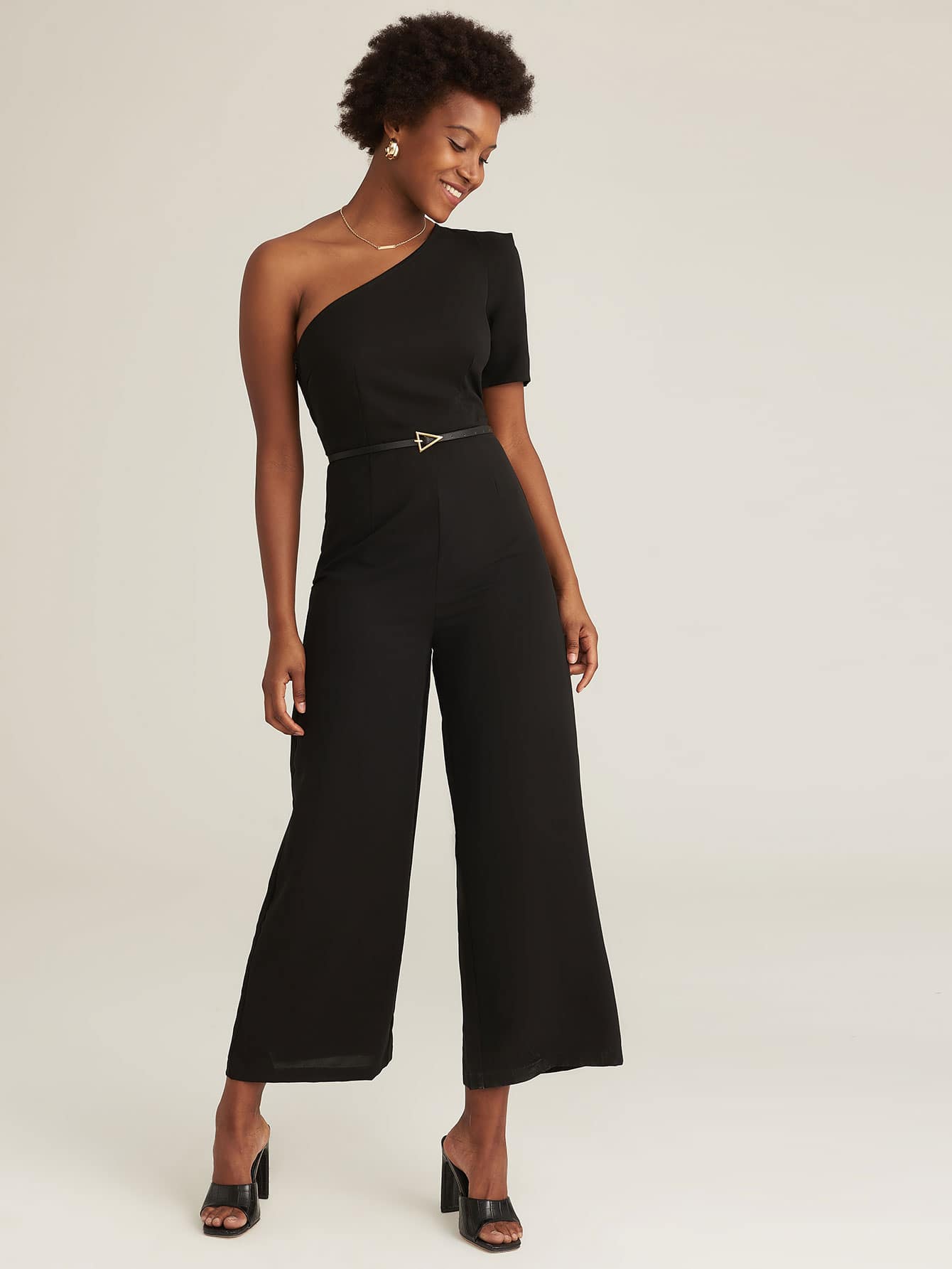 Amy's Cart Premium One Shoulder Puff Sleeve Palazzo Jumpsuit