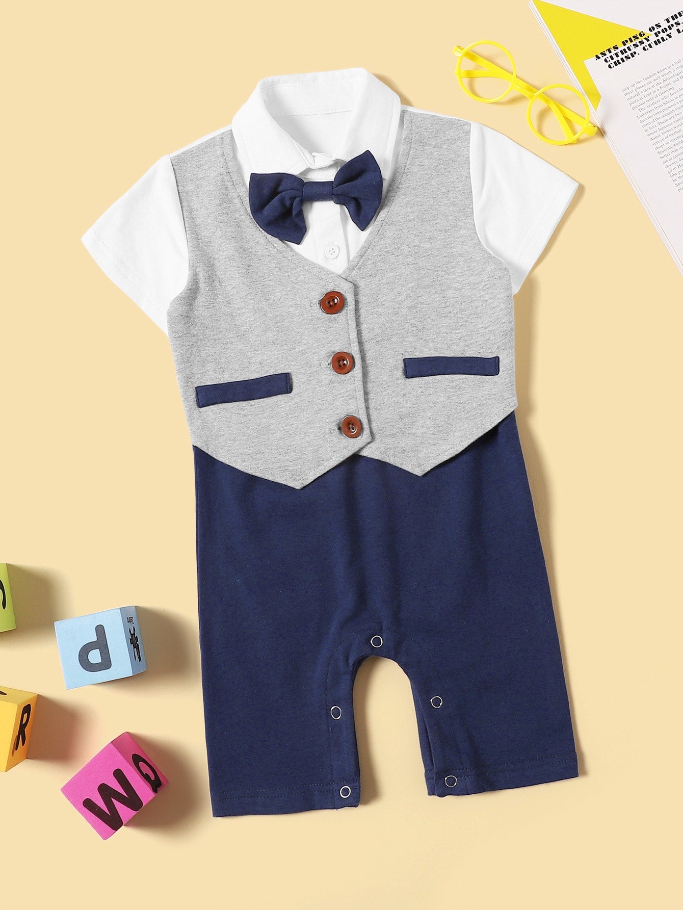 Baby 2 In 1 Bow Popper Romper