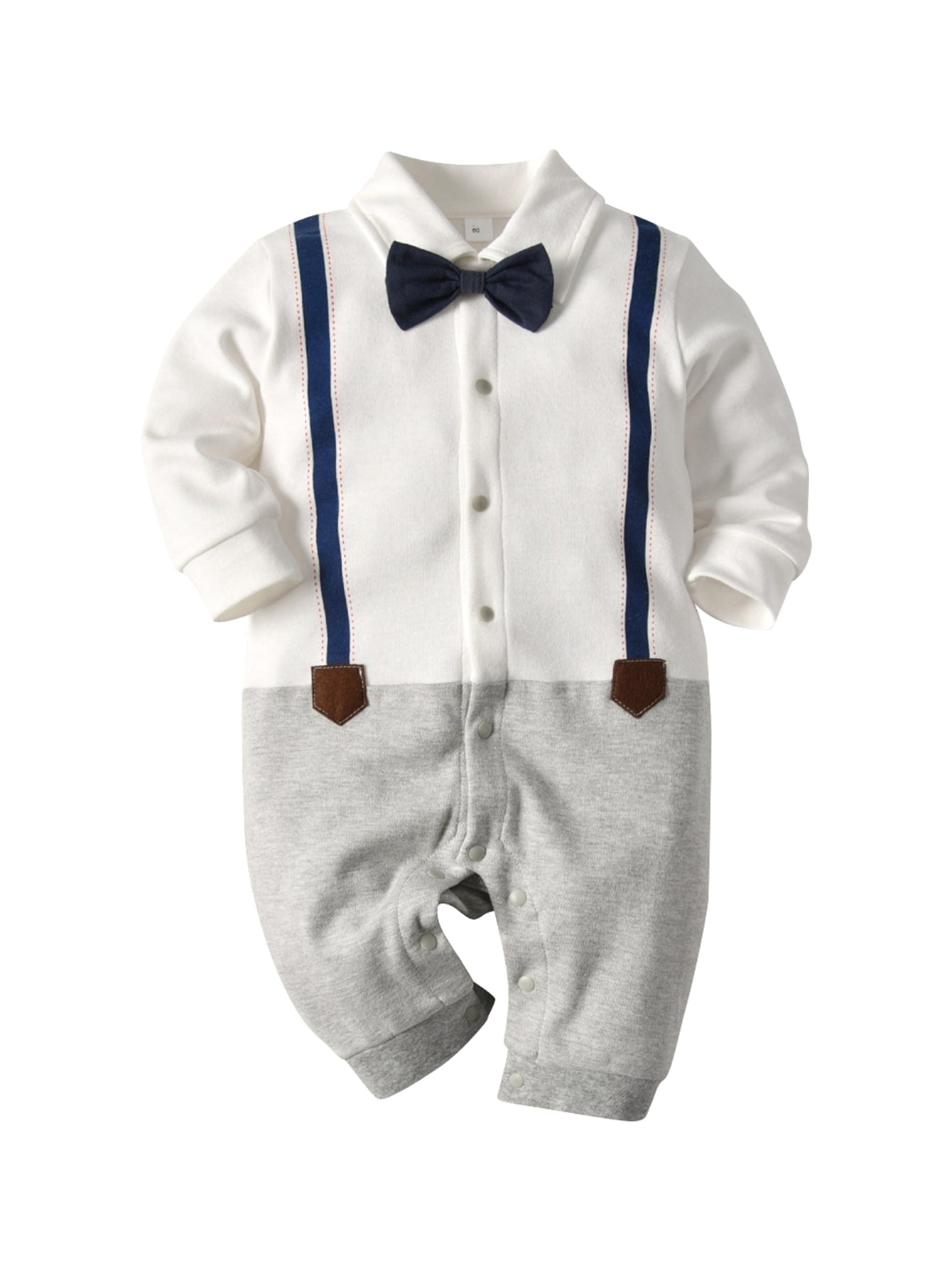 Baby Bow Tie Cut And Sew Button Through Jumpsuit