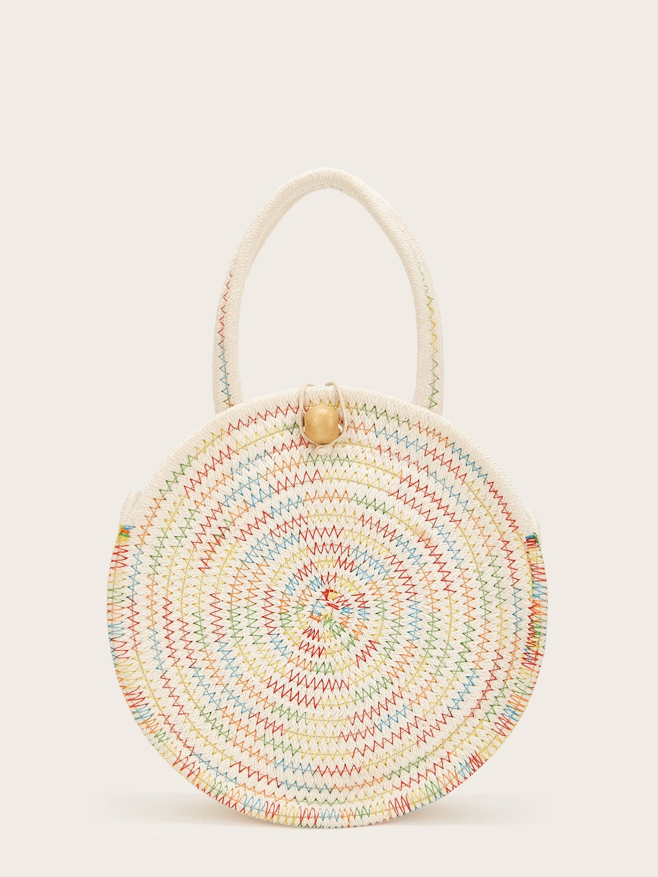 Ball Decor Weave Round Satchel Bag