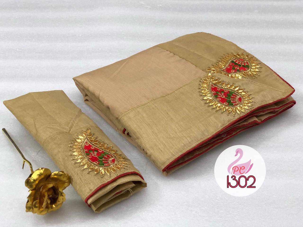 BEAUTIFUL GOTA WORK SAREE WITH BANGLORI SILK BLOUSE