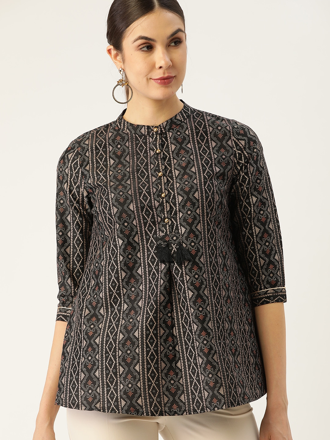 Black & Beige Printed Tunic