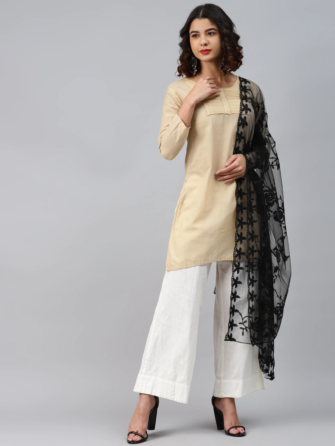 Black Embroidered Dupatta