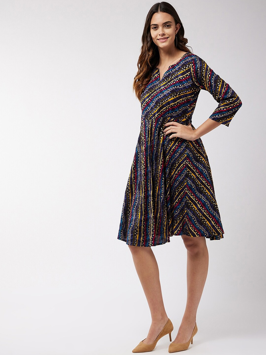 Blue Abstract Print Dress