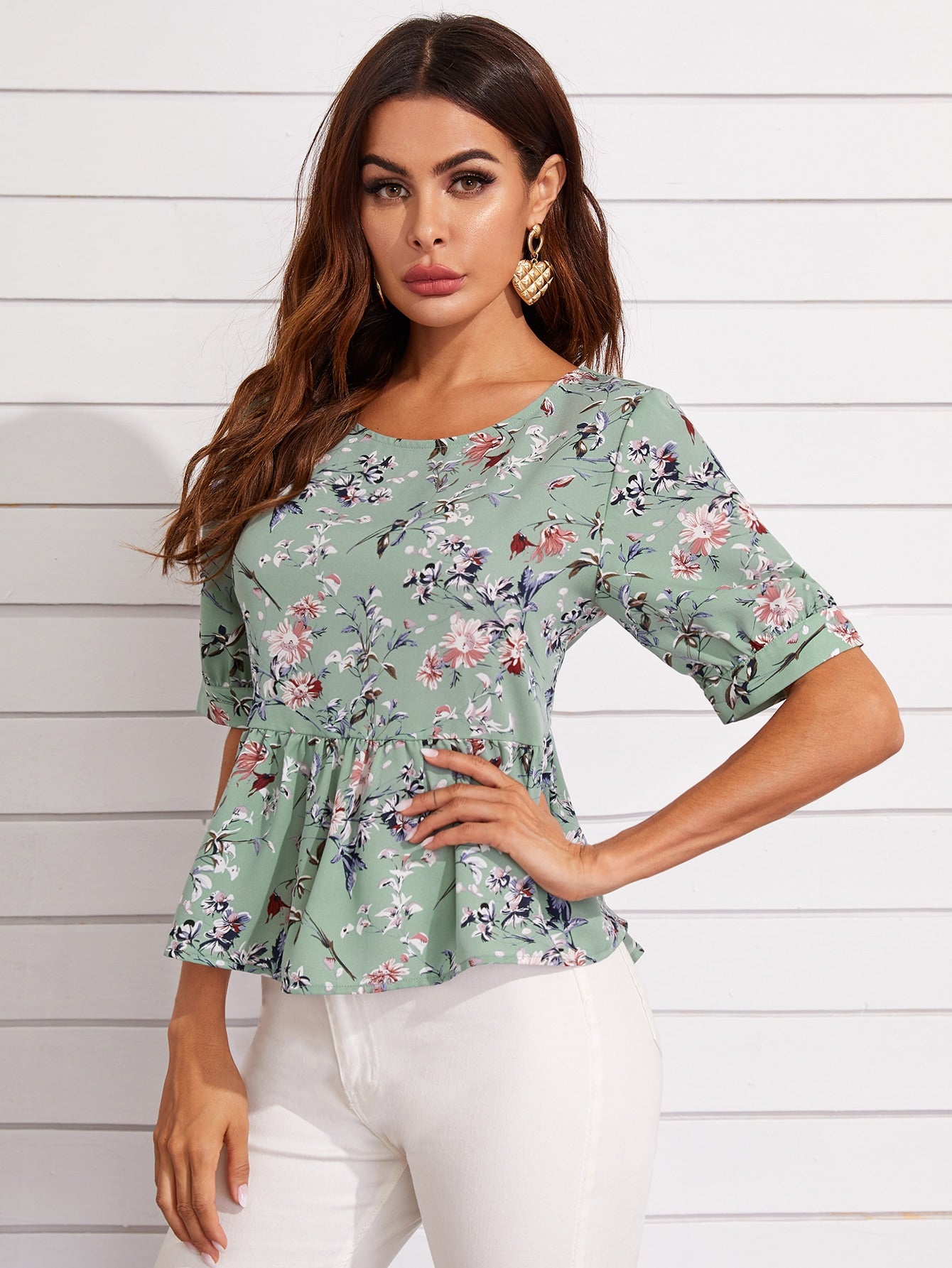 Botanical Print Smock Top