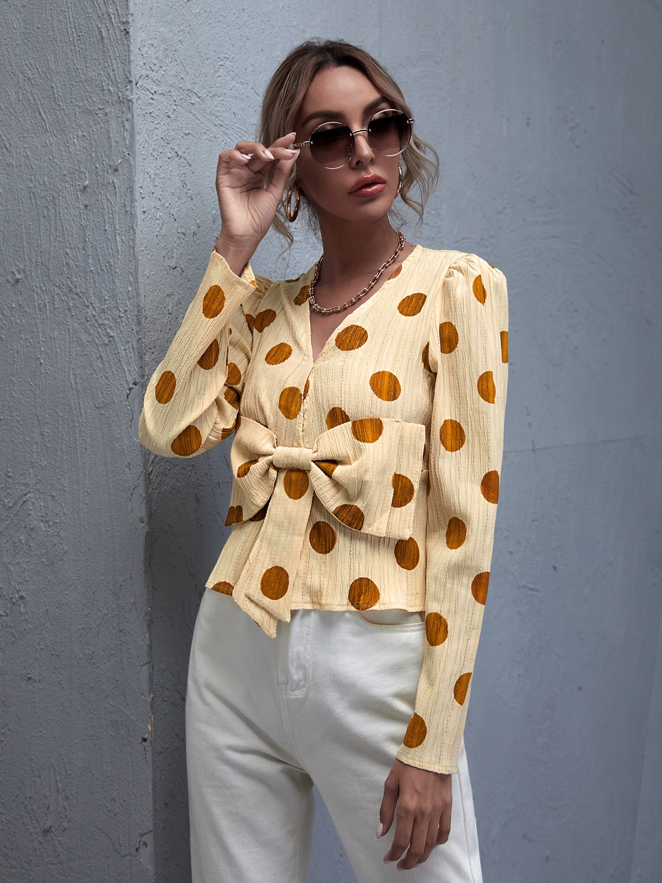 Bow Front Polka Dot Top