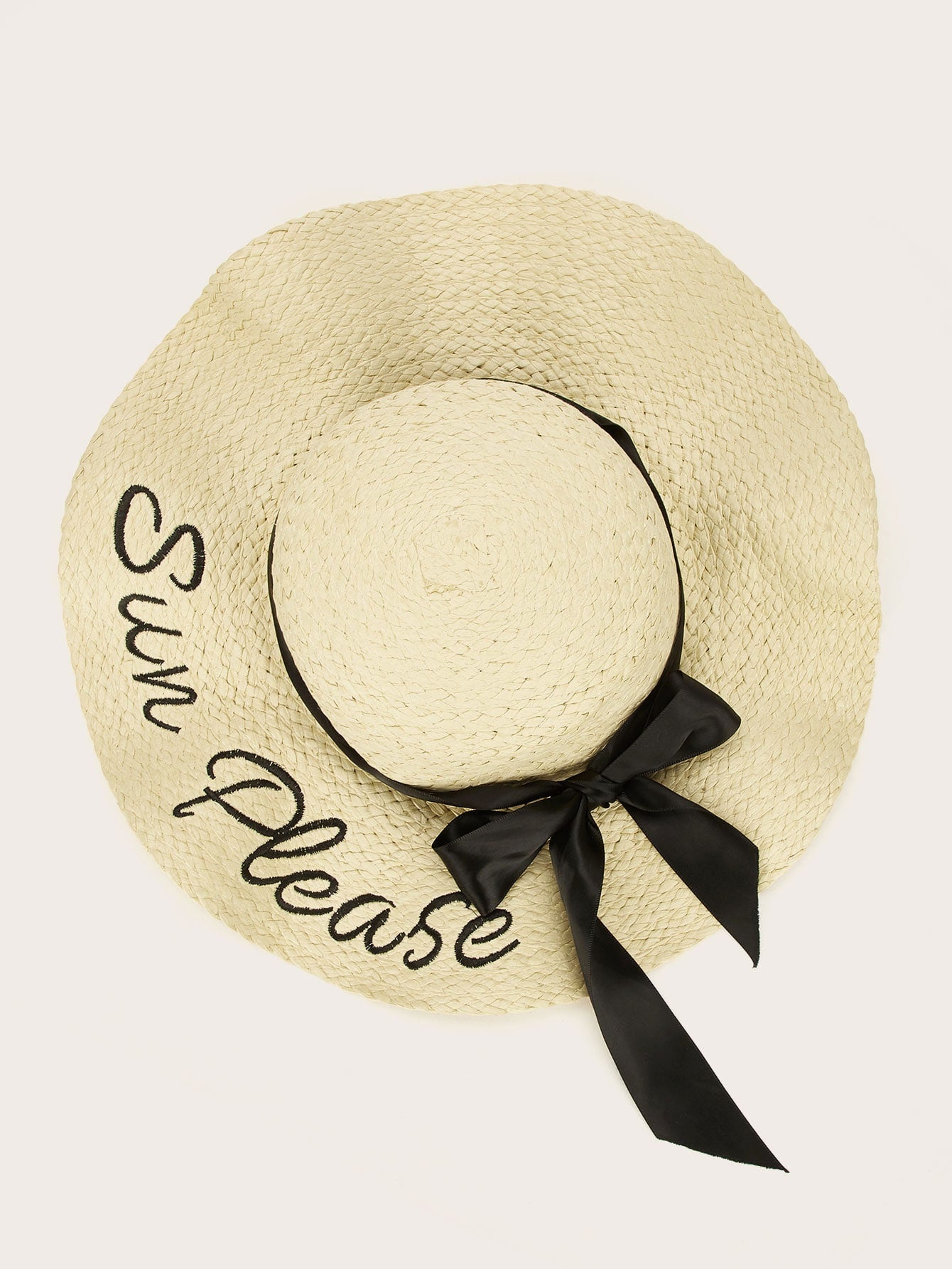 Bow & Letter Embroidery Decor Floppy Hat