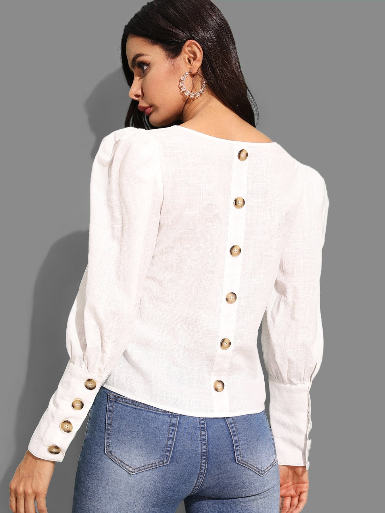 Button Detail Solid Top