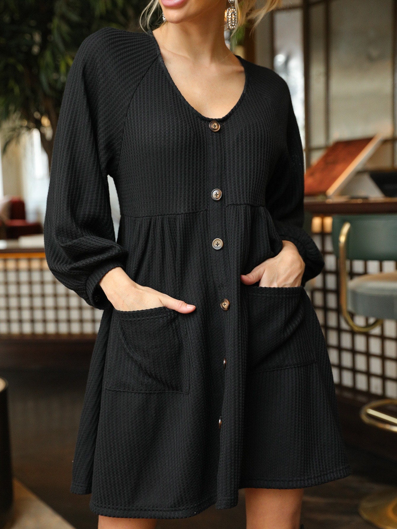 Button Front Smock Dress