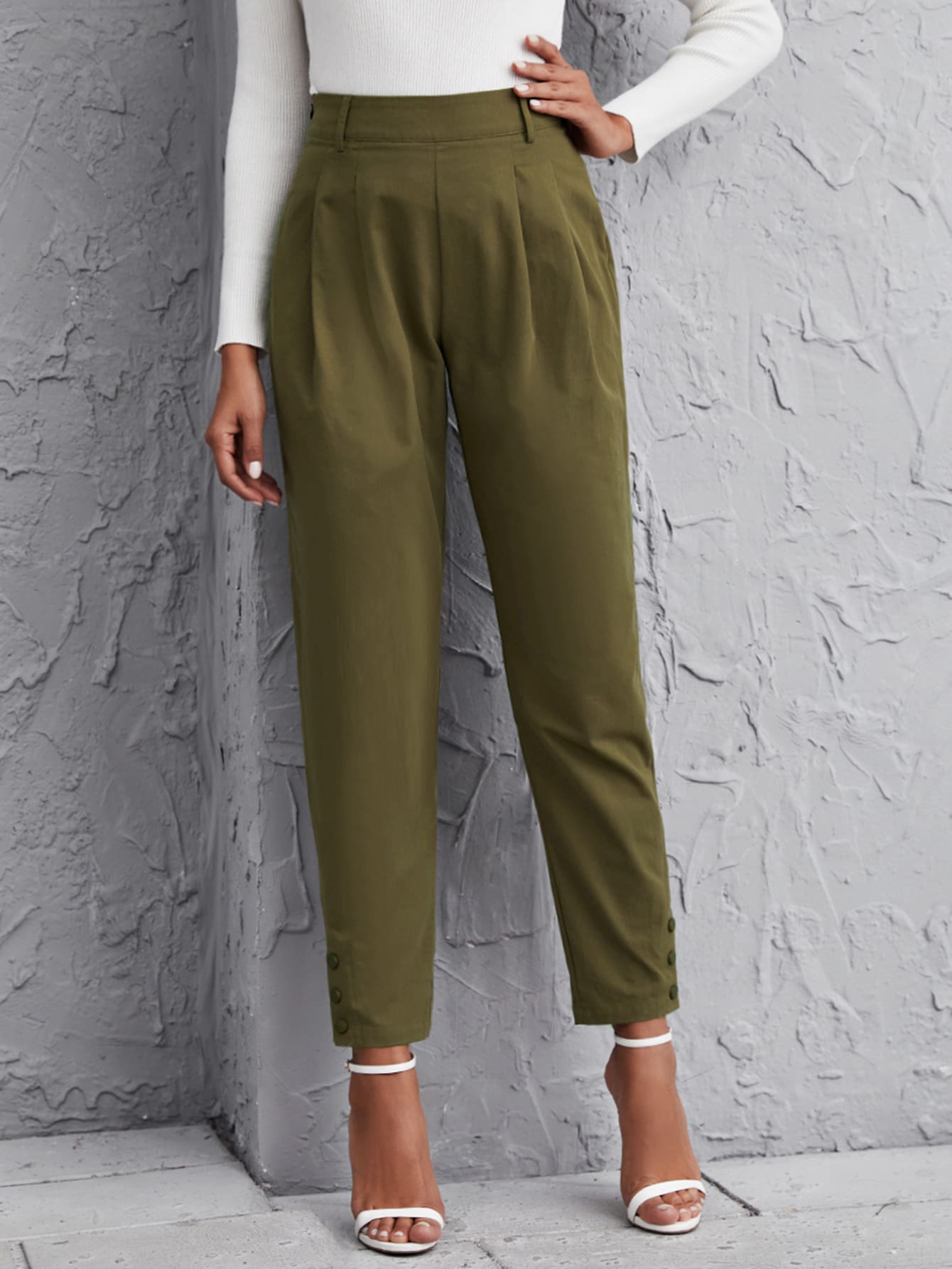 Buttoned Hem Pants