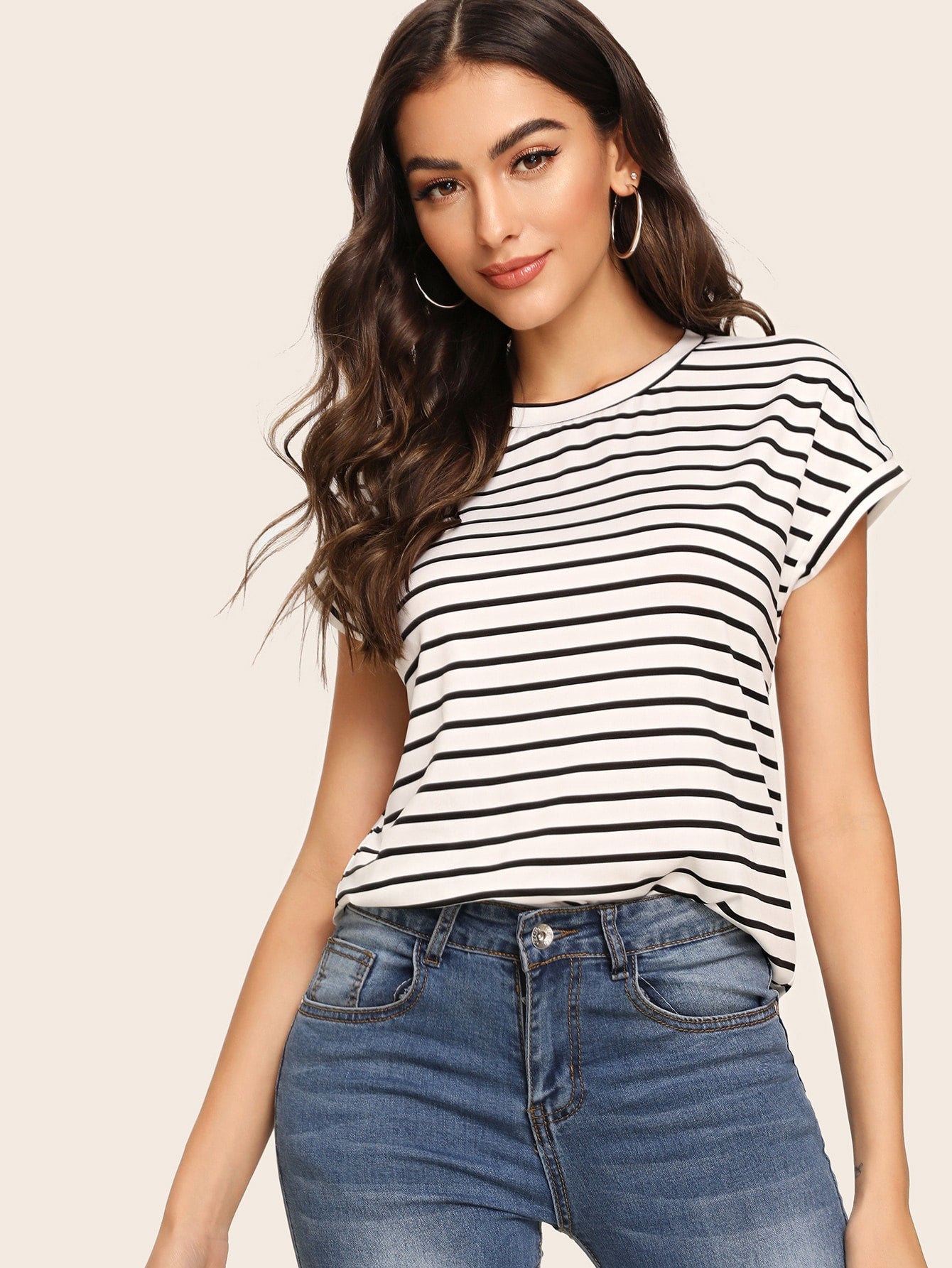 Cap Sleeve Striped Top