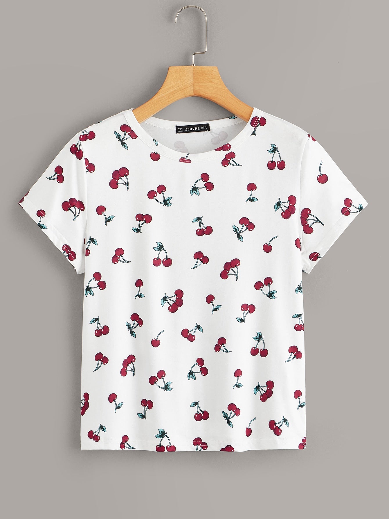 Cherry Print Round Neck Tee