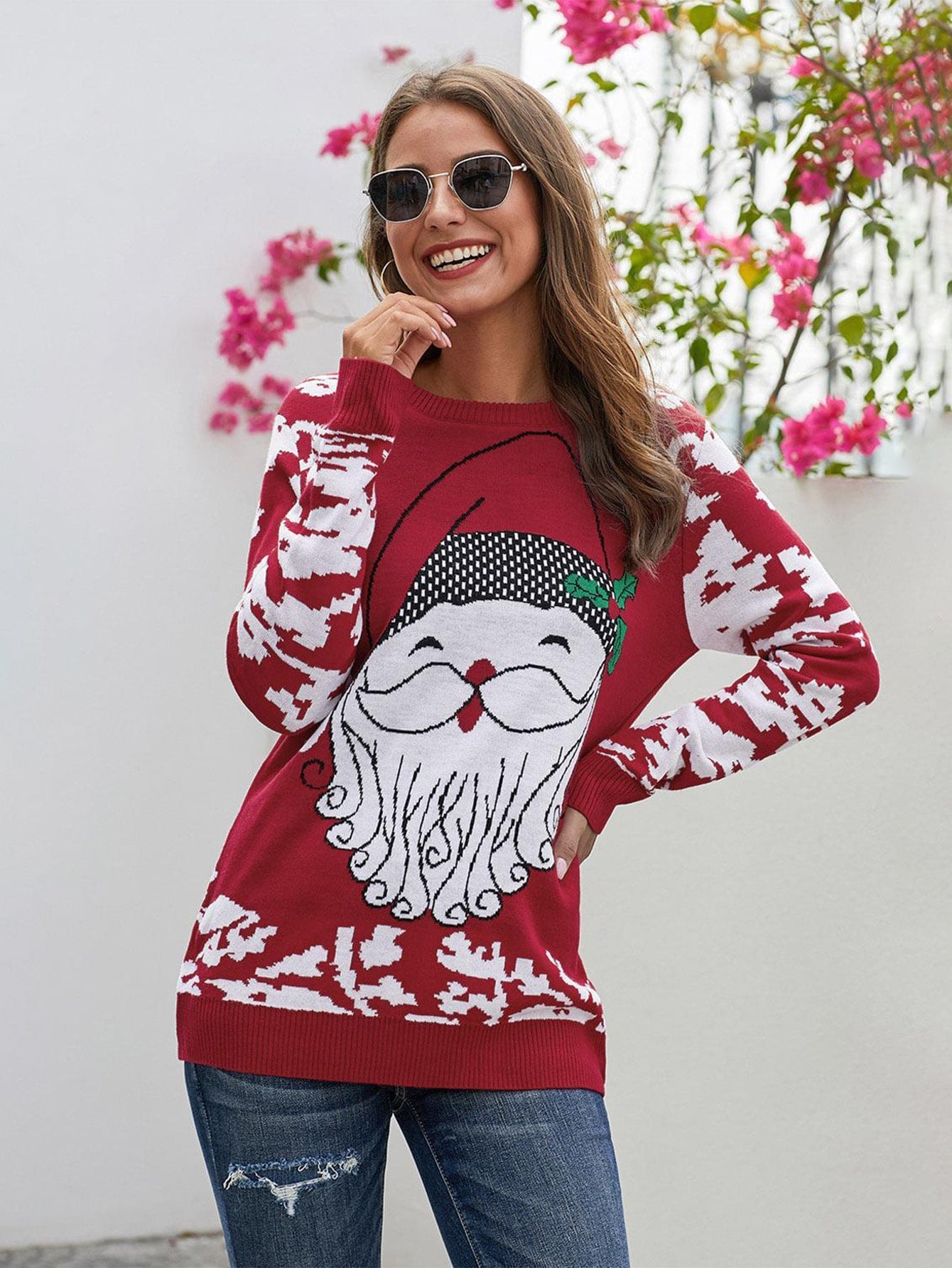 Christmas Pattern Crew Neck Sweater