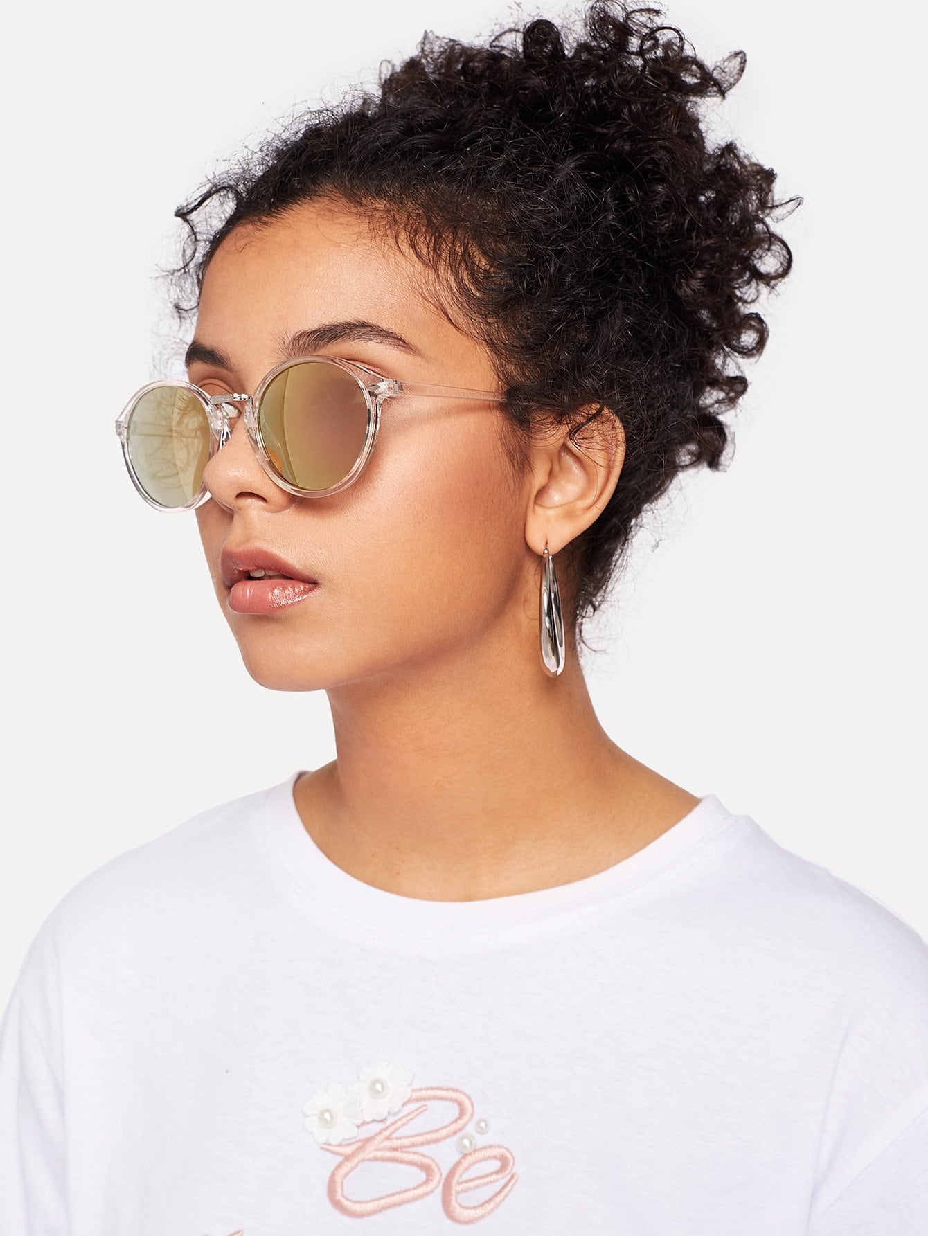 Clear Frame Mirror Lens Sunglasses