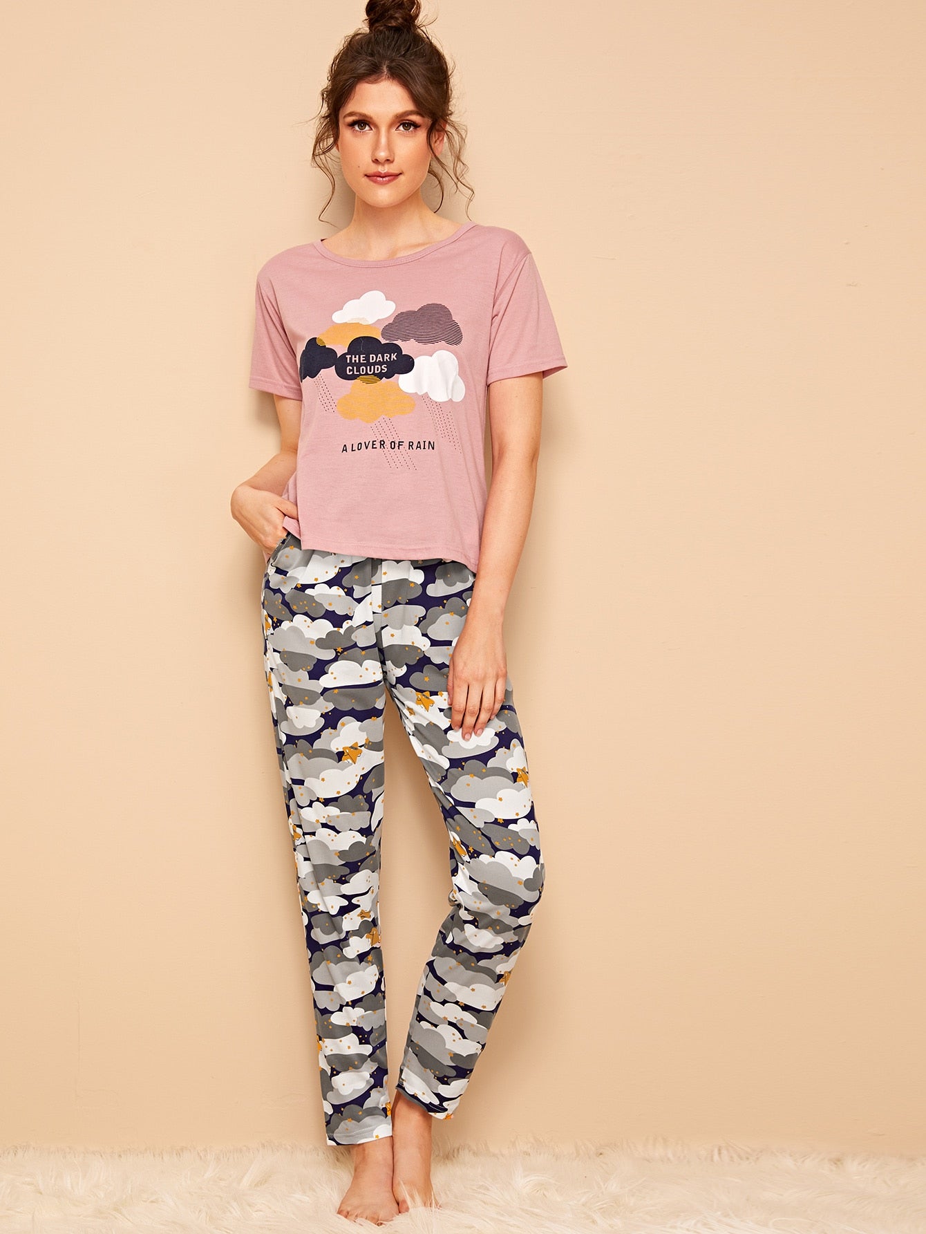 Cloud & Star Print PJ Set