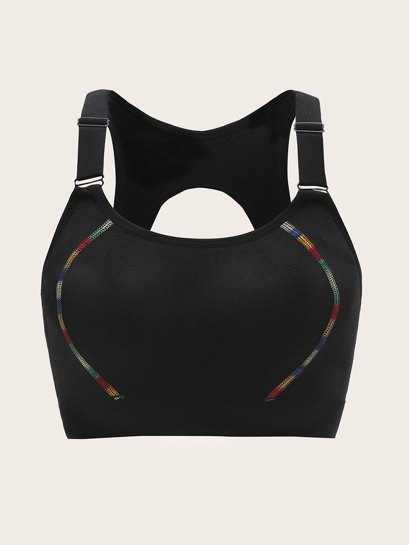 Colorful Stitch Adjustable Strap Sports Bra