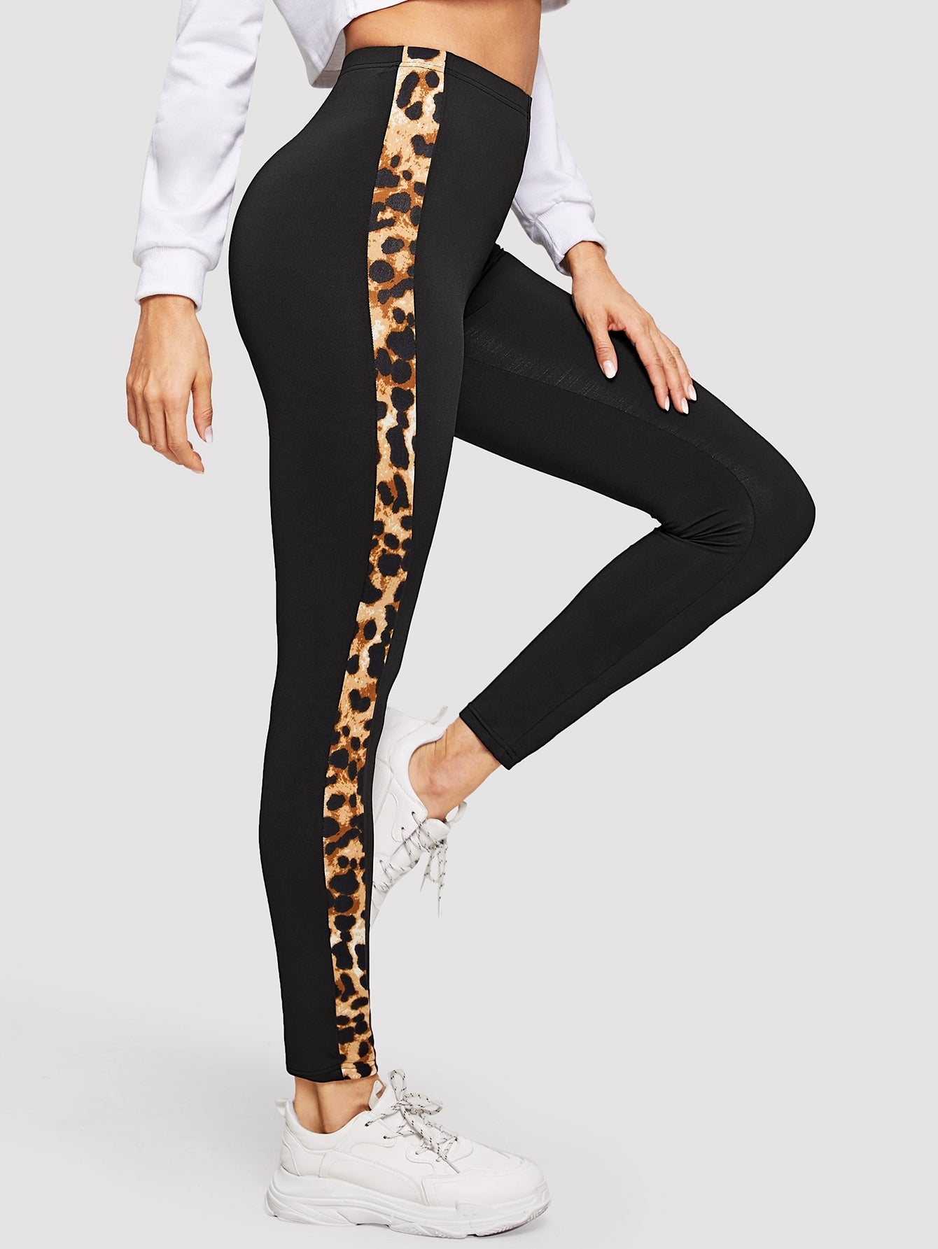 Contrast Leopard Tape Leggings