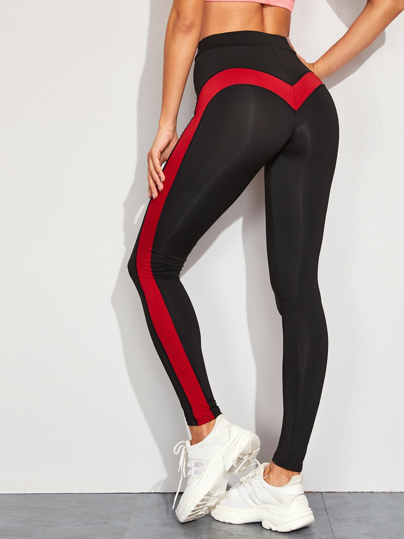 Contrast Panel Side Skinny Leggings