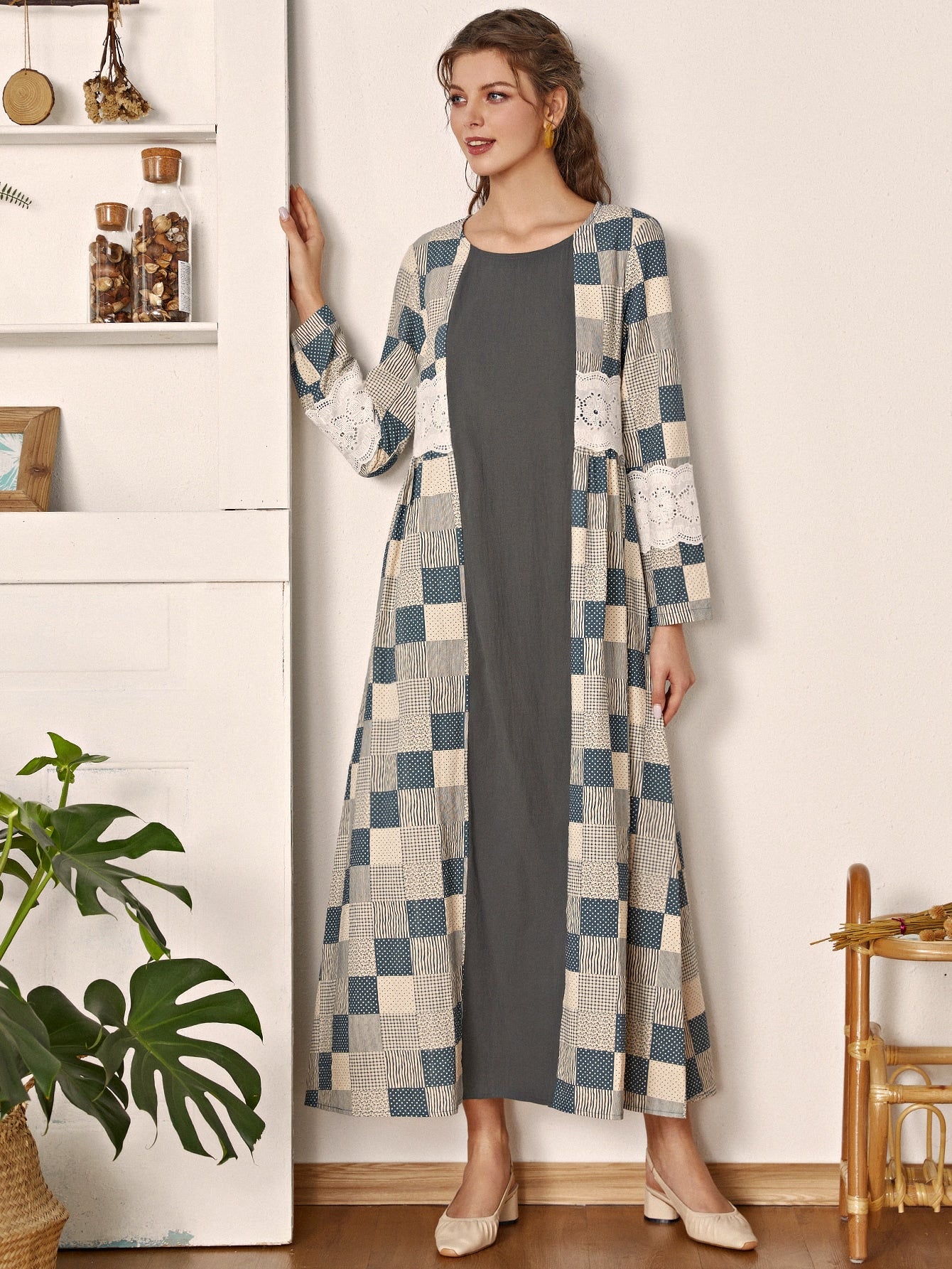 Contrast Schiffy Patchwork Tunic Dress