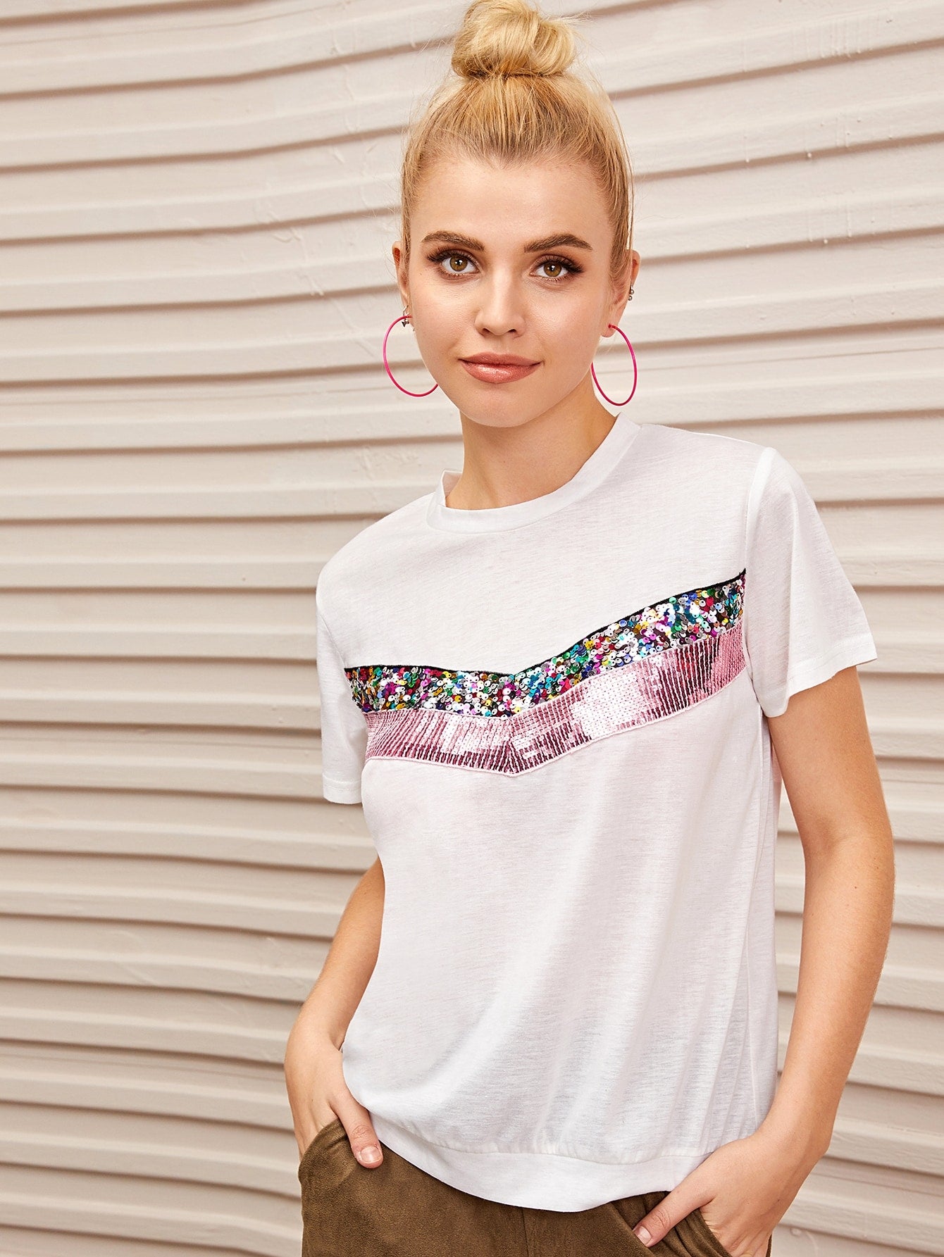 Contrast Sequin Tee