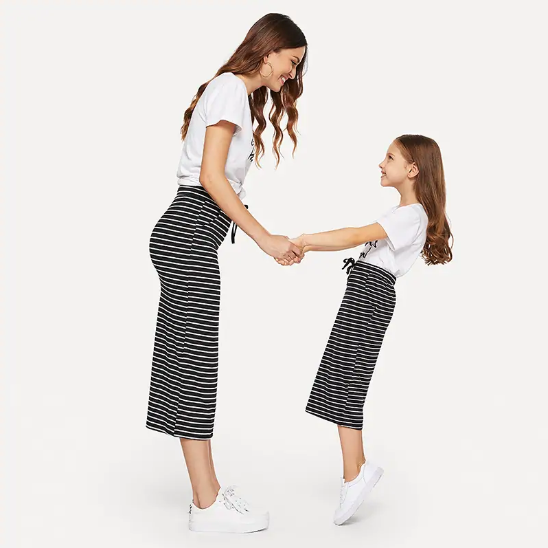 Mummy - Drawstring Waist Horizon Striped Skirt