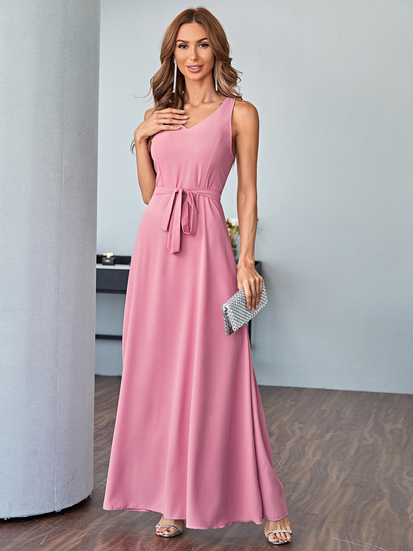 Flowy Belted Maxi Dress