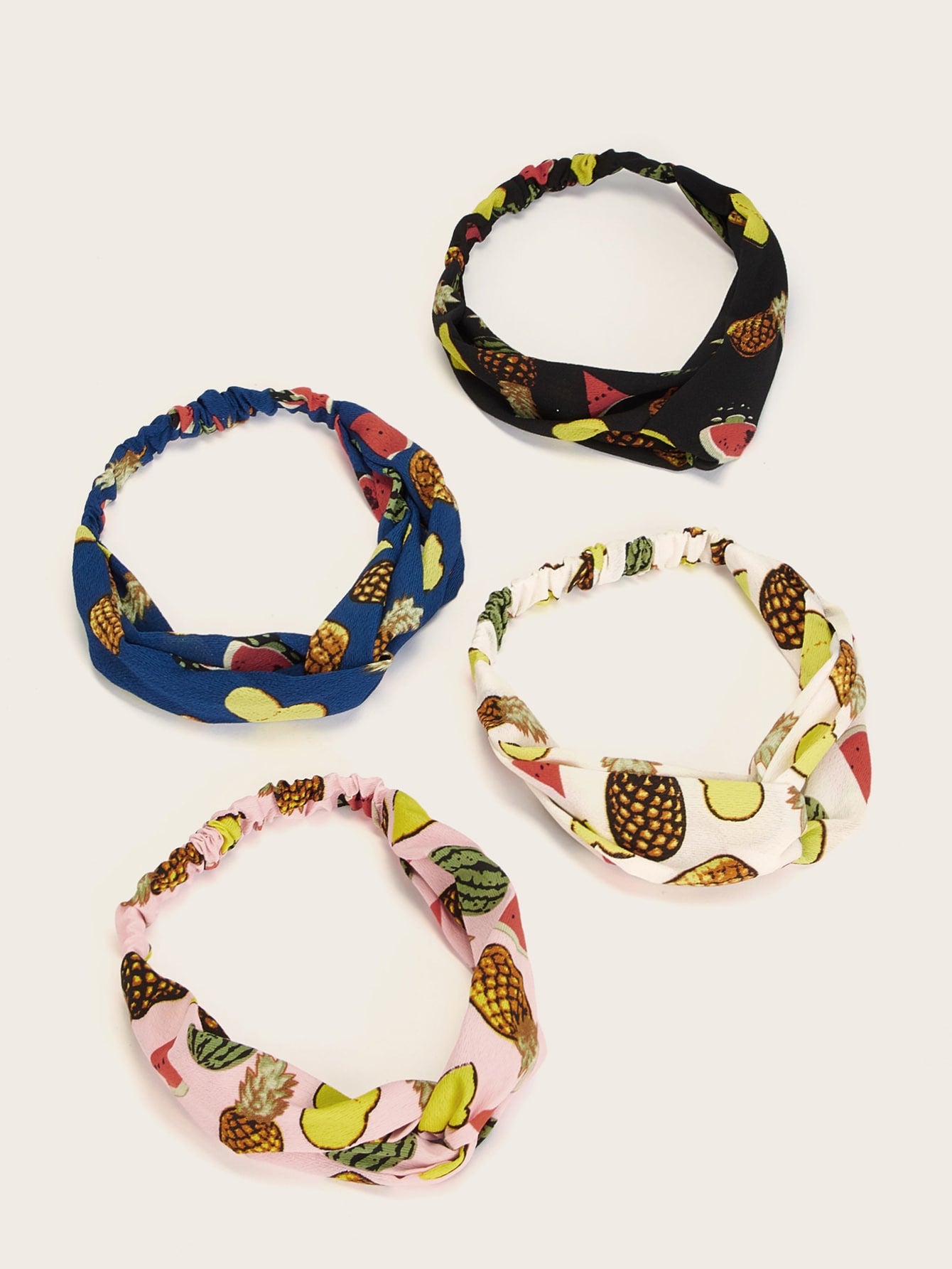 Girls Fruit Pattern Twist Headband 4pcs