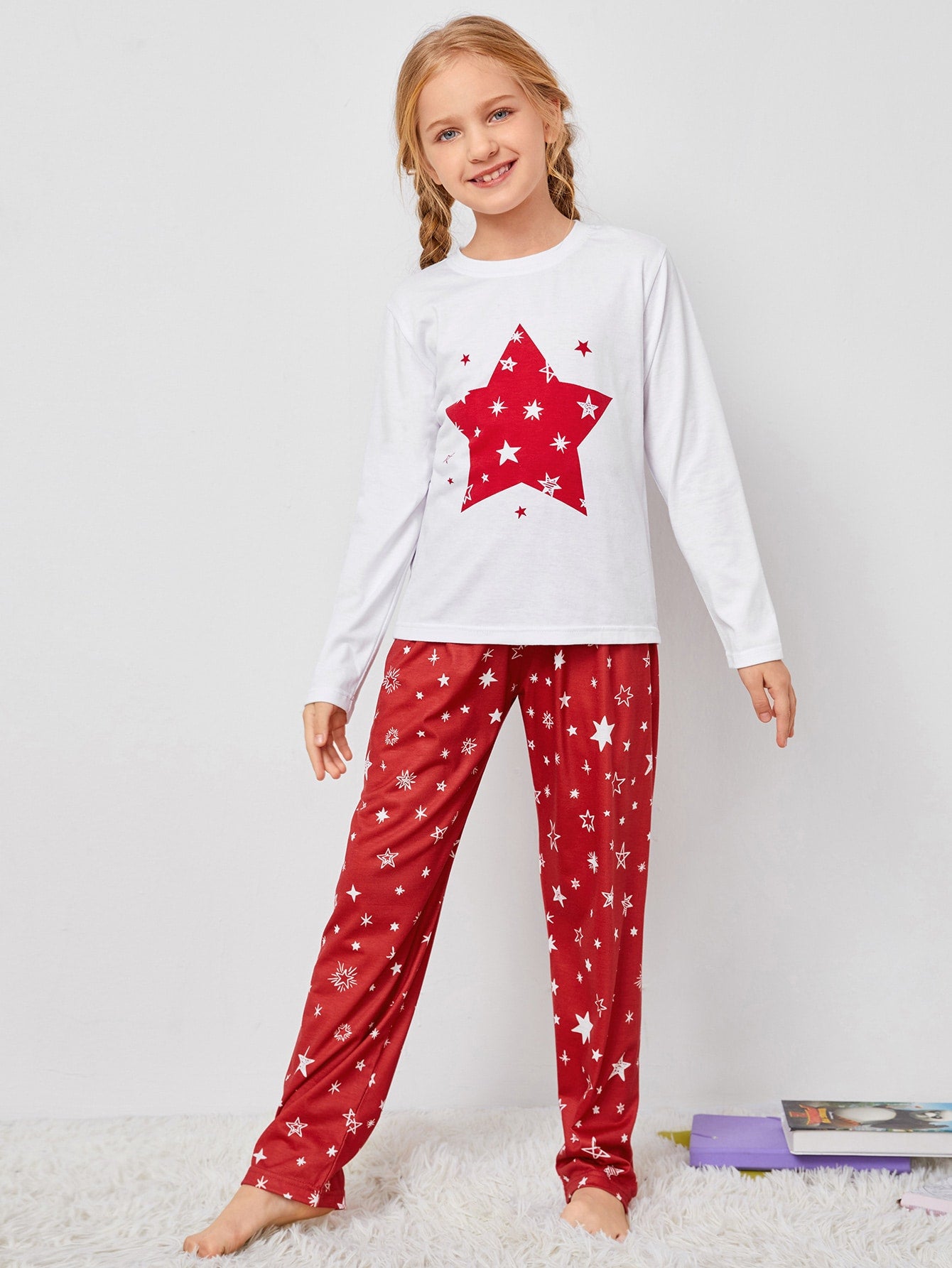 Girls Galaxy Print PJ Set