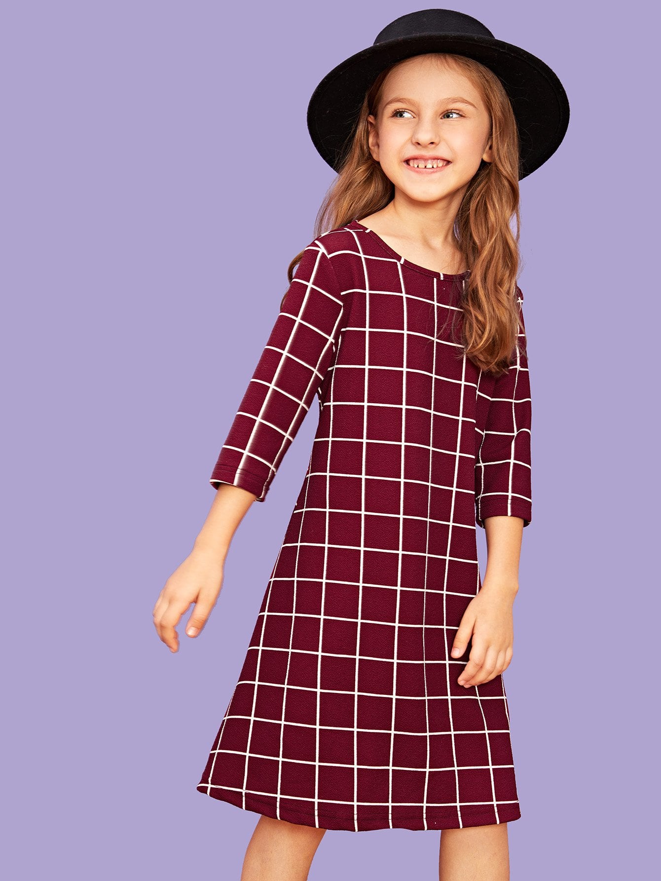 Girls Grid Check Dress