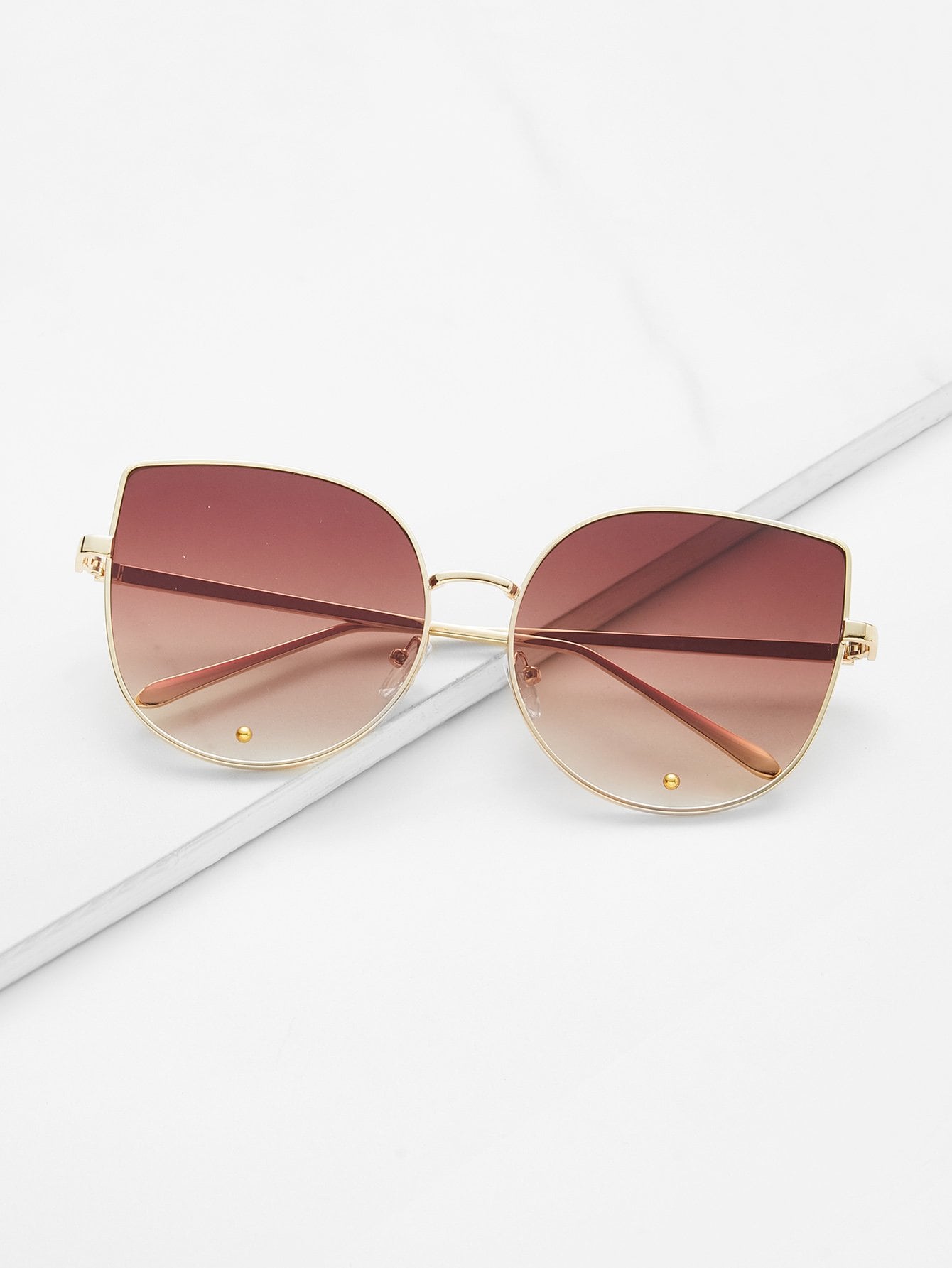 Gold Frame Brown Cat Eye Stylish Sunglasses