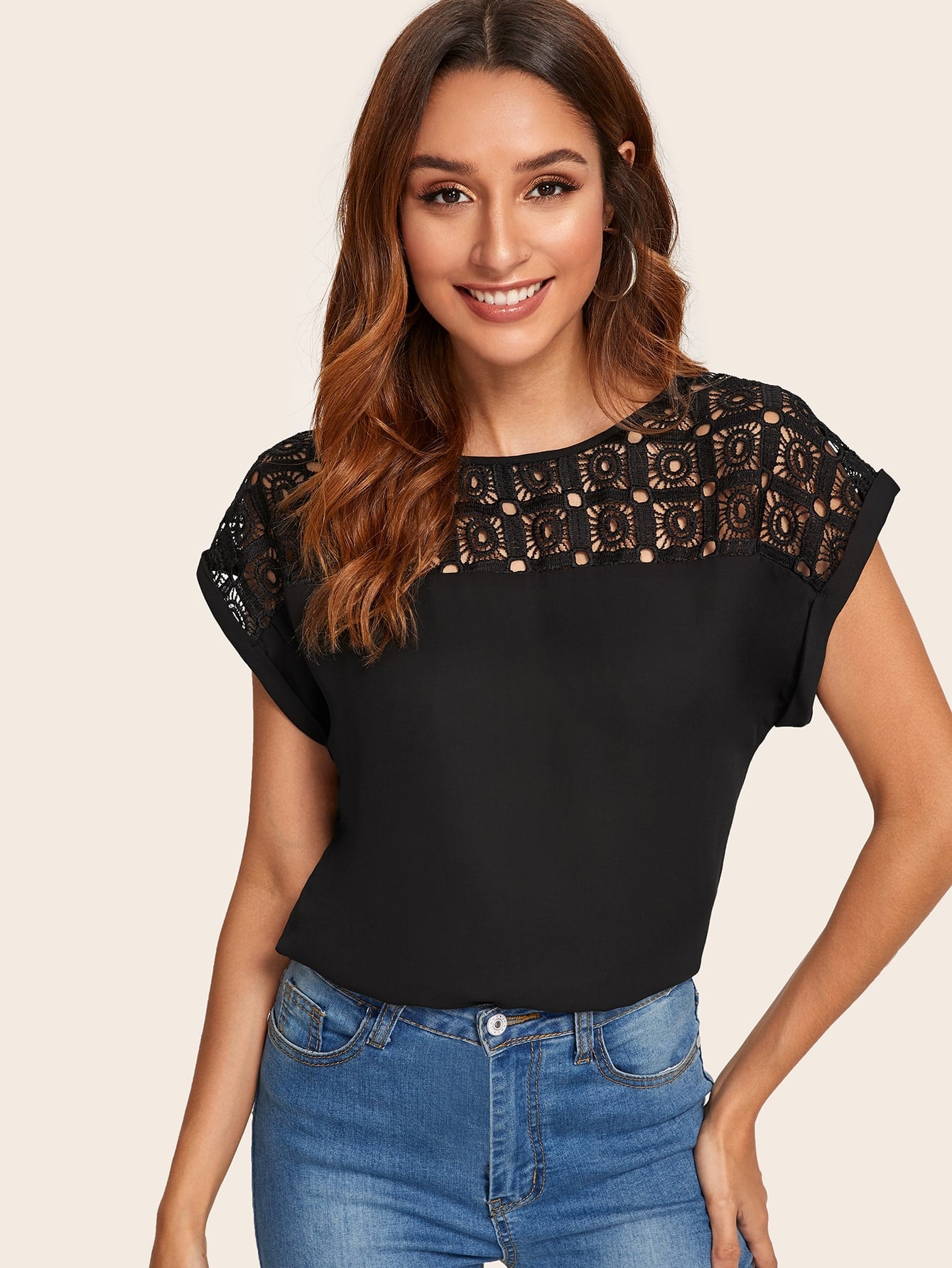 Guipure Lace Panel Top