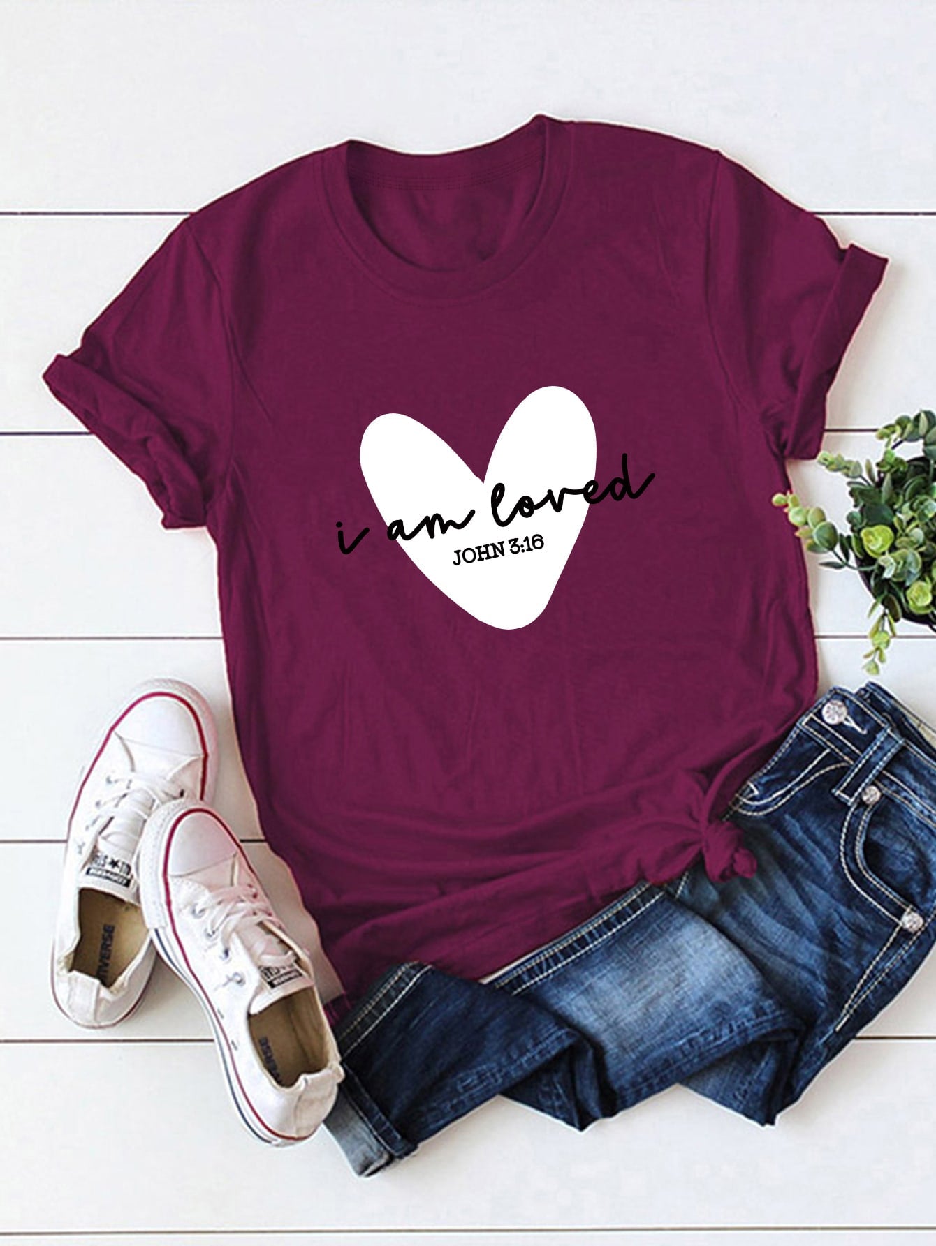 Heart And Slogan Graphic Tee