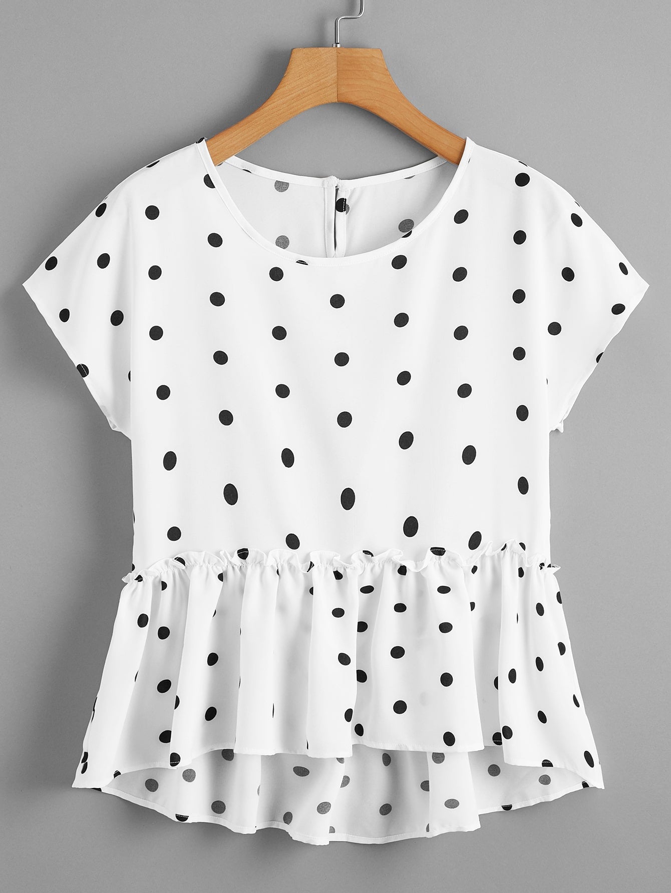 High Low Polka Dot Peplum Top