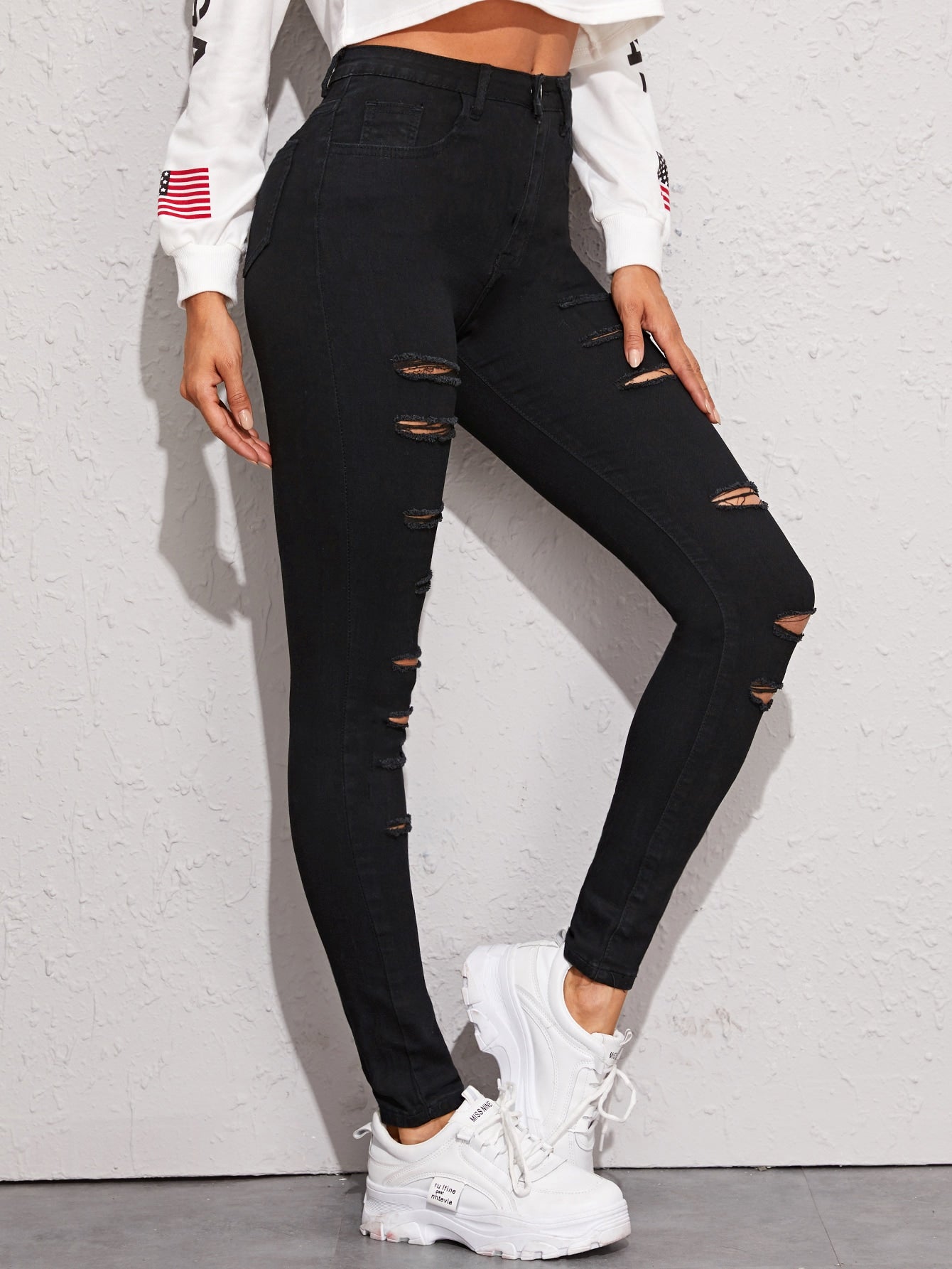 High Stretch Ripped Skinny Jeans