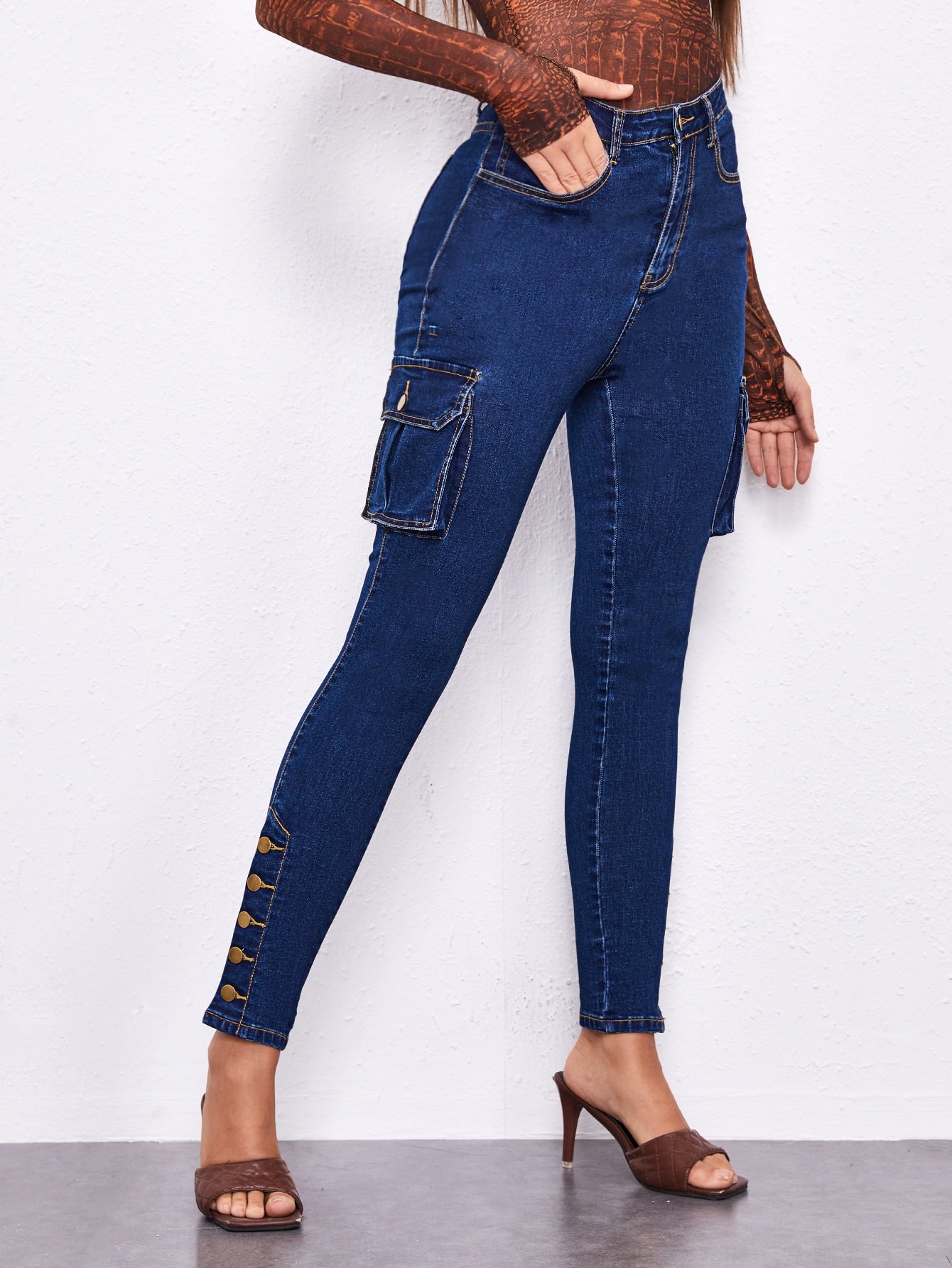 High Stretch Utility Pocket Skinny Jeans