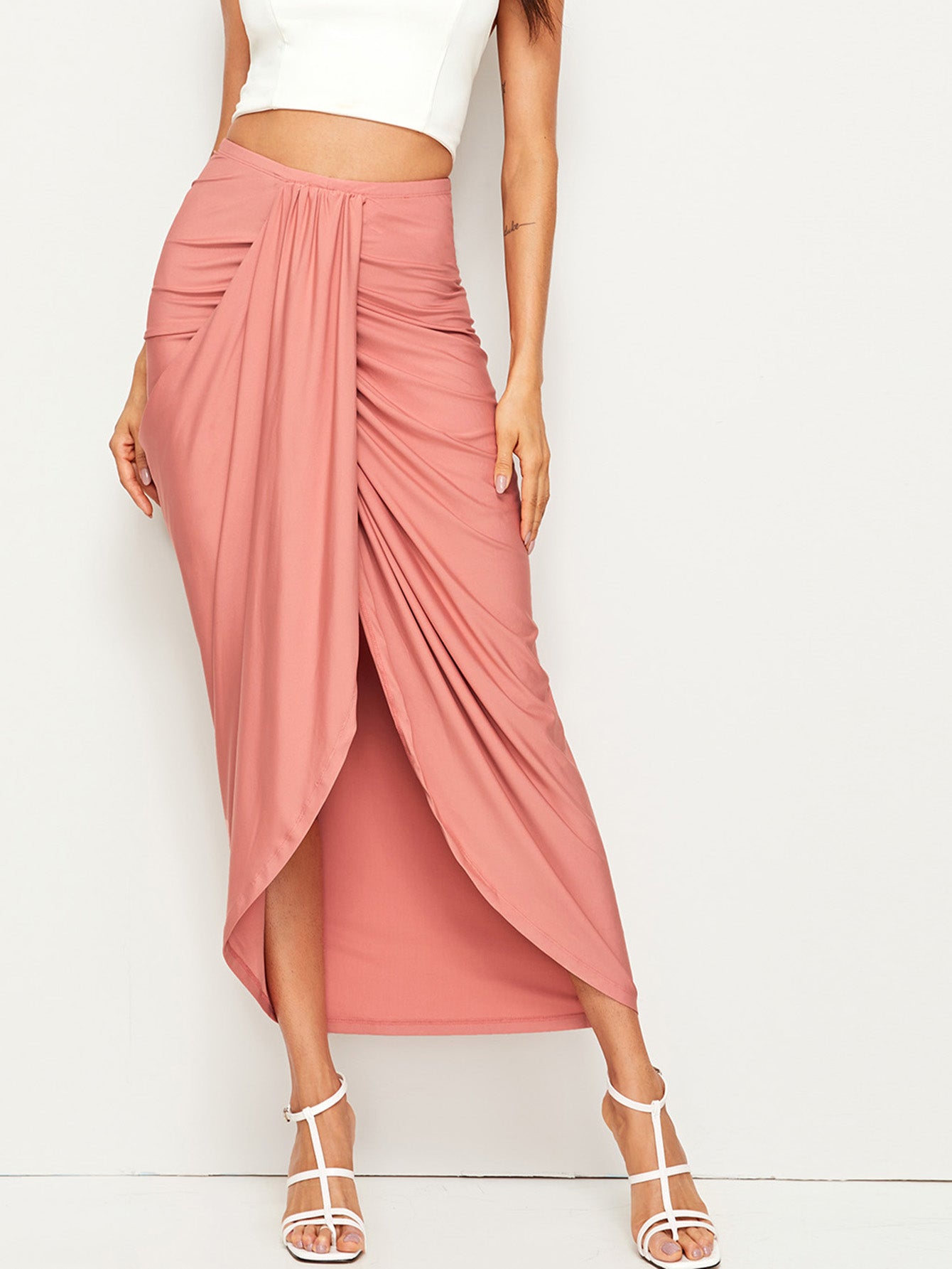 High Waist Draped Skirt