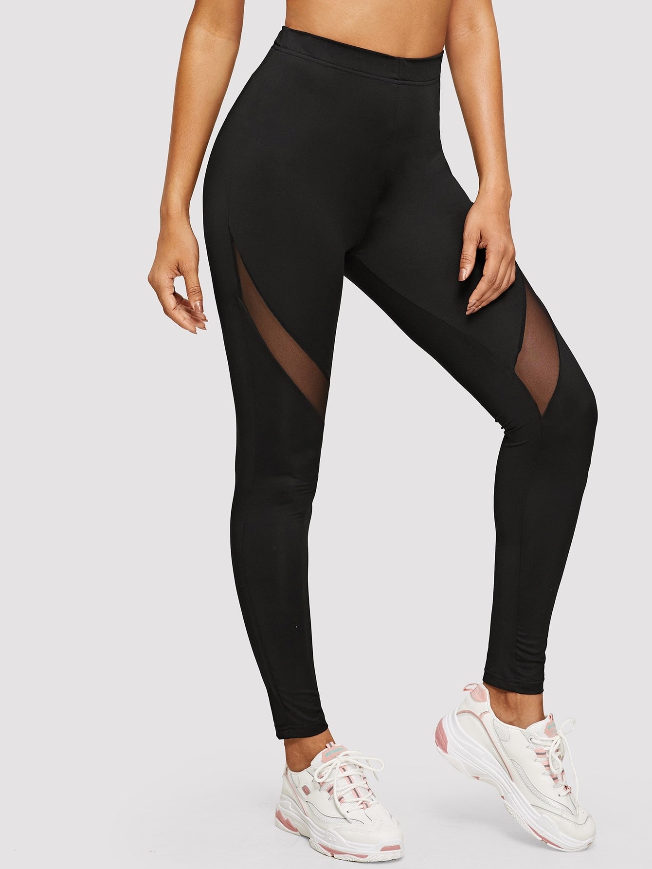 High Waist Mesh Insert Leggings