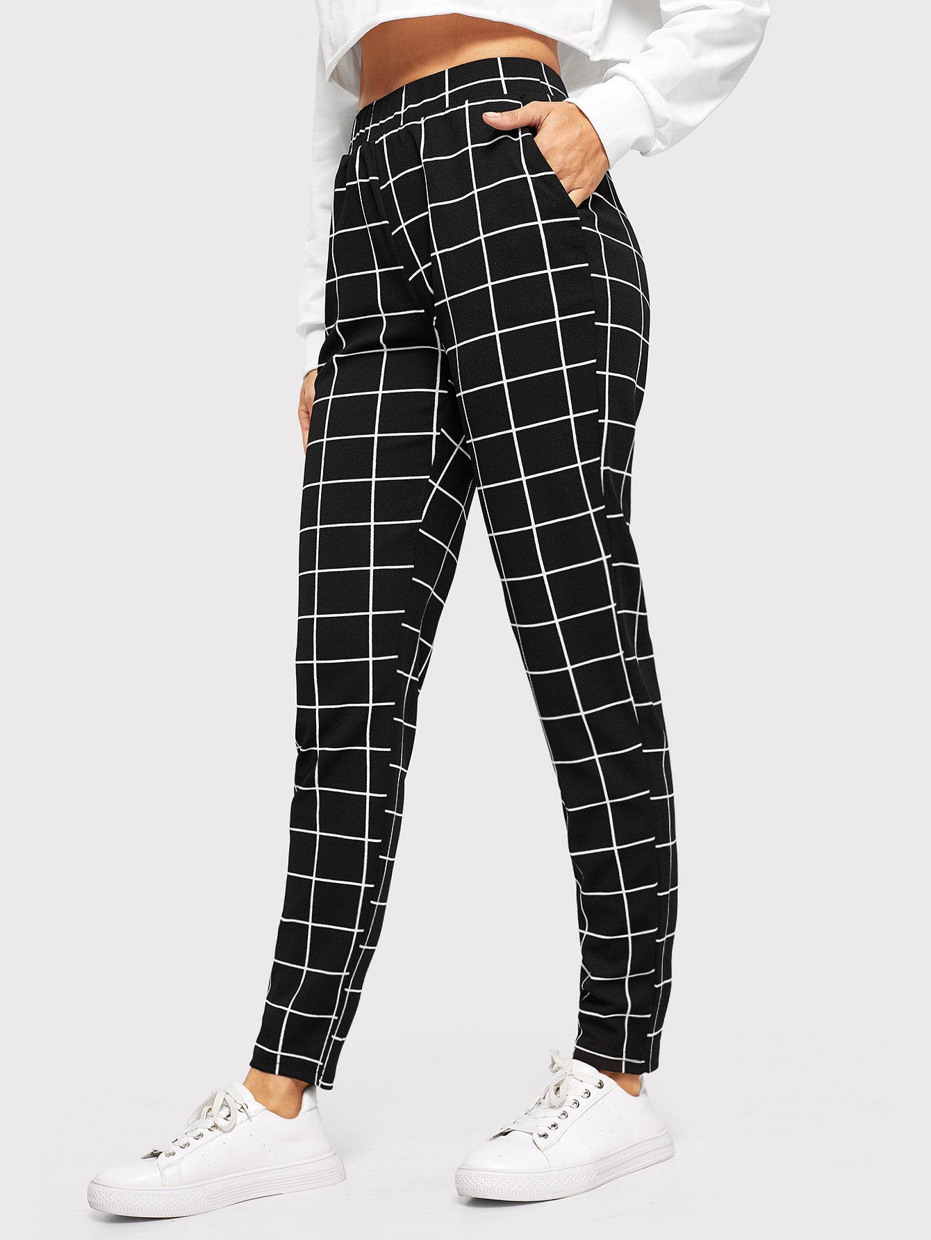 High Waist Plaid Pants