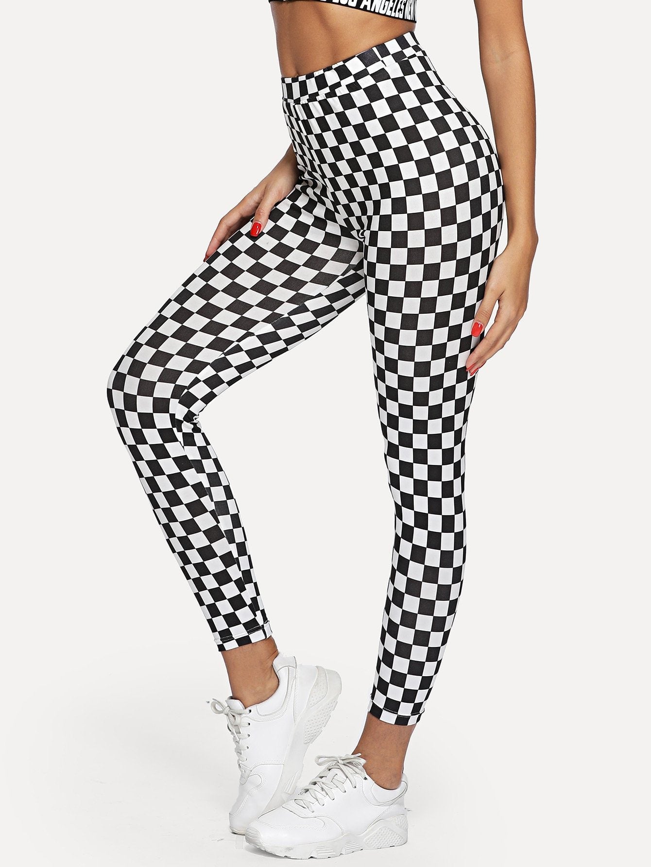 High Waist Plaid Skinny Leggings