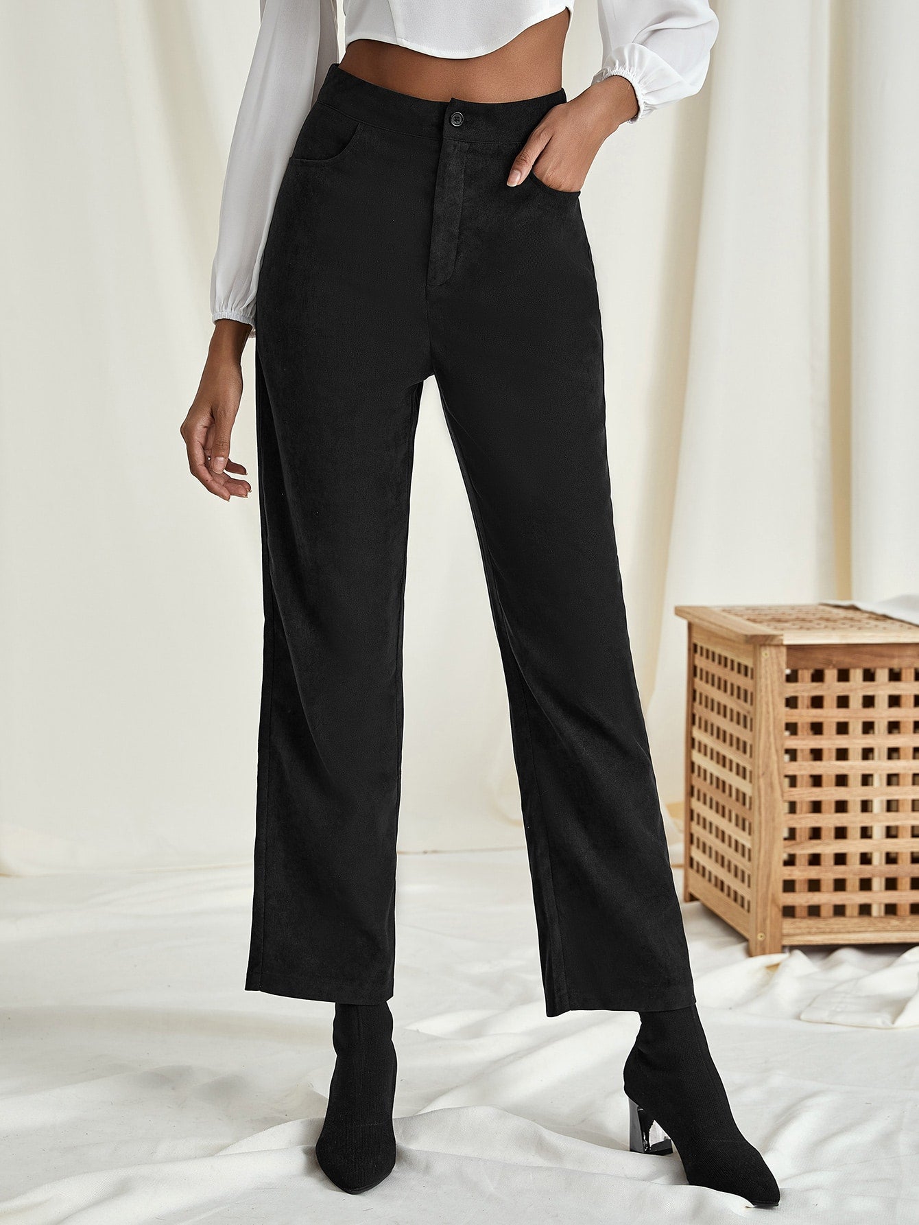 High Waist Straight Leg Pants