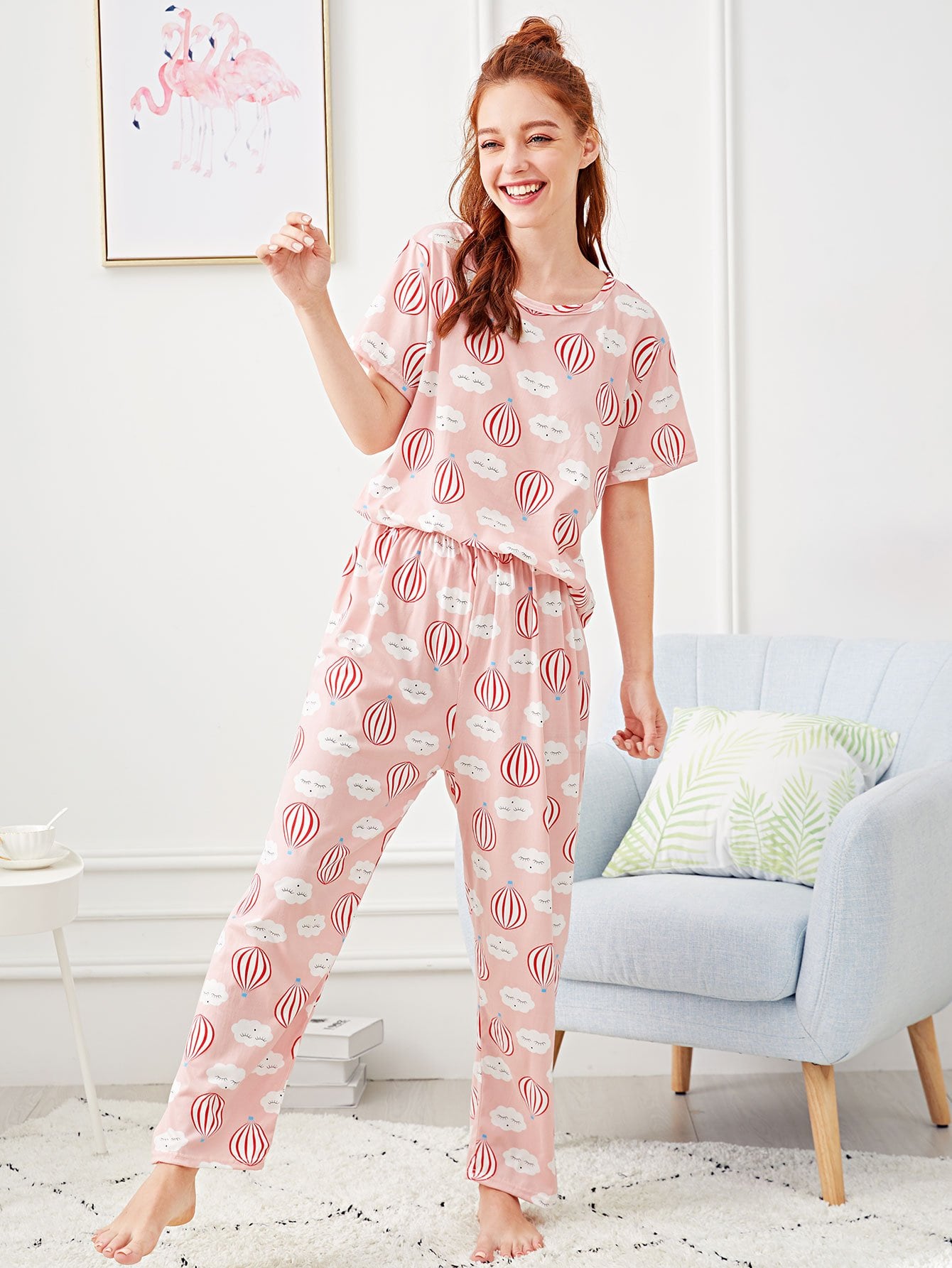 Hot Air Balloon Print Pajama Set