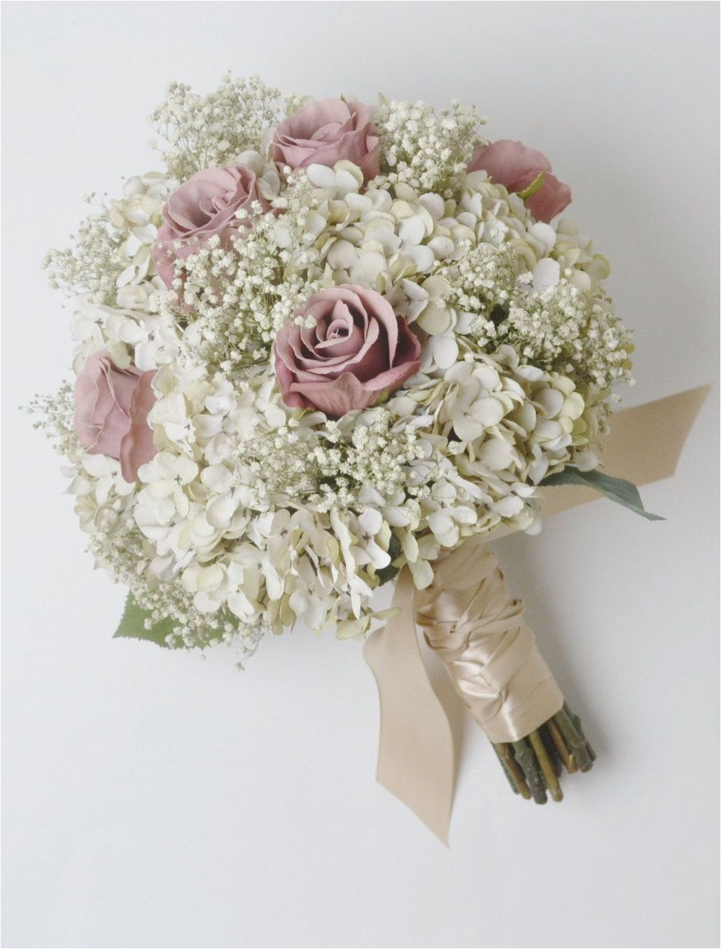 Kenya Roses + Baby's Breath Bridal Bouquet.